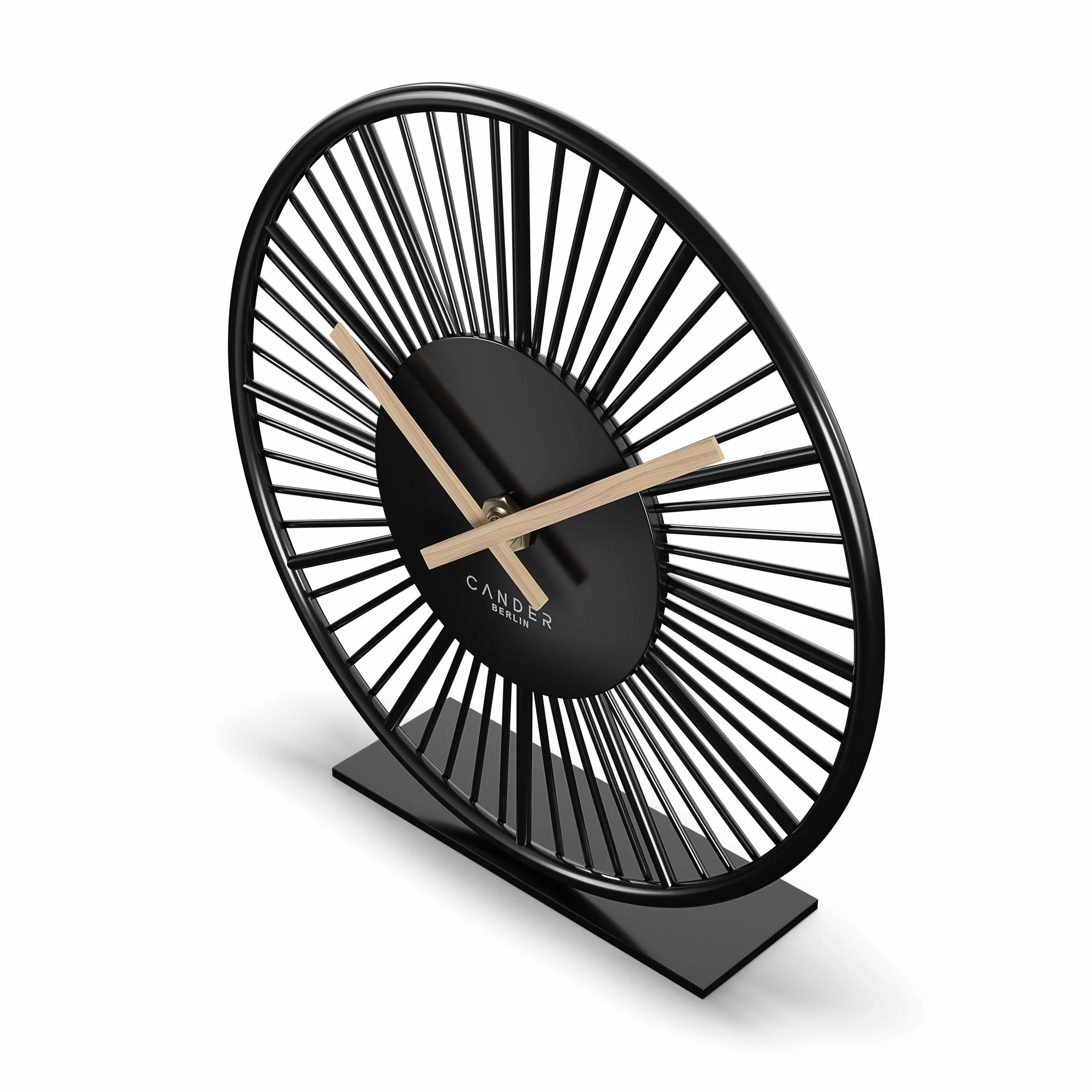 Cander Berlin BLORA Horloge de table silencieuse 18 cm Aiguilles en bois Moderne Noir