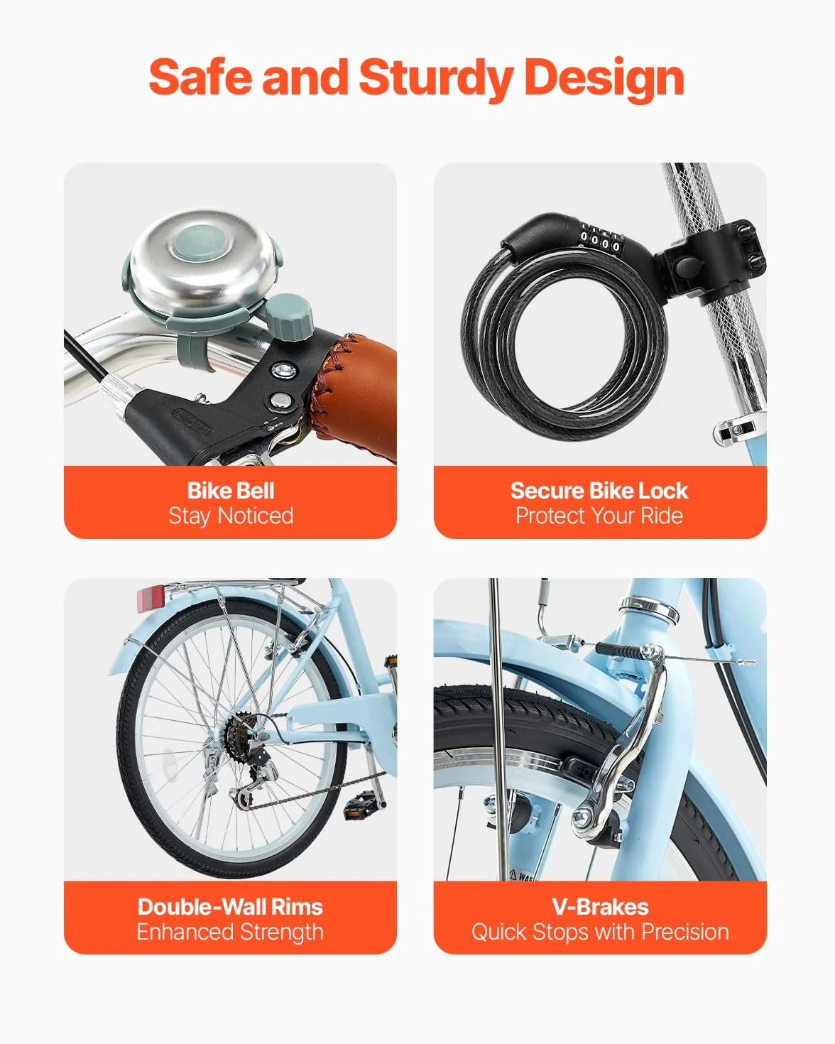 VEVOR Vélo croiseur, Vélo de Plage avec Panier de Grande capacité, Porte-Bagages arrière et siège réglable, sécurisé et Robuste, pour Cyclisme..