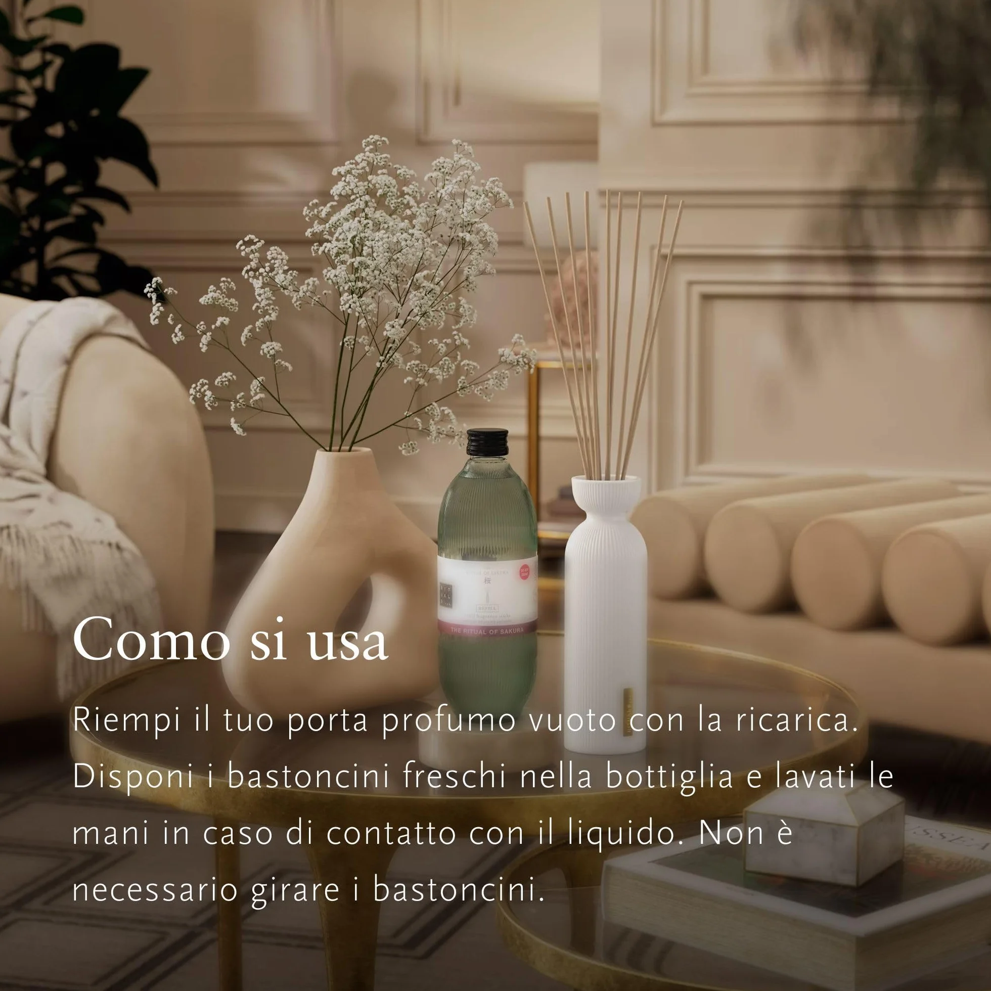 Rituals Diffuseur de Parfum Recharge Sakura 2x250 ML Bâtons parfumés Fleur de Cerisier Lait de Riz