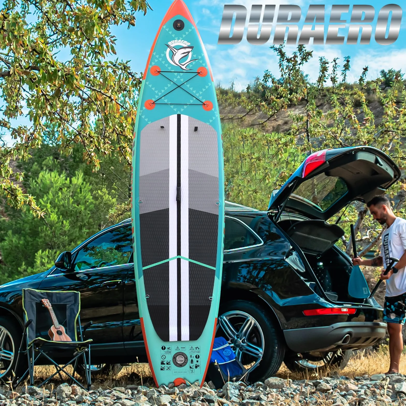 Stand up Paddle Gonflable Planches gonflables, siège Kayak,330 x 76 x 15 cm, jusqu'à 150 kg, Support GO-Pro, Pad intégré, 3 Ailes, Double pagaie réglable, Accessoires complets, Vert Menthe
