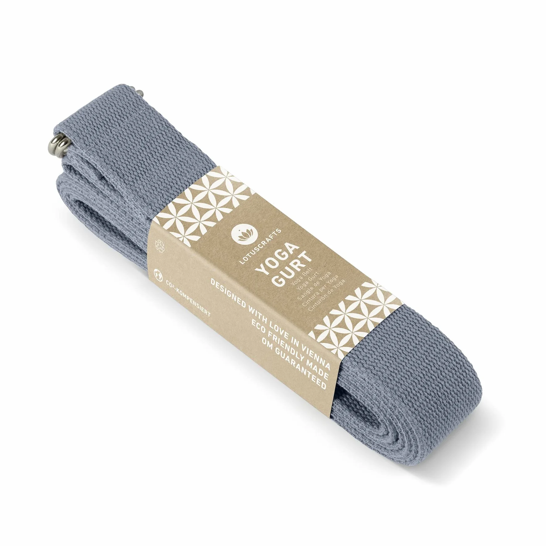 LOTUSCRAFTS Sangle de yoga, Ceinture de yoga, 100% coton bio, pour un meilleur étirement, pour débutants et avancés, 250 x 3,8 cm