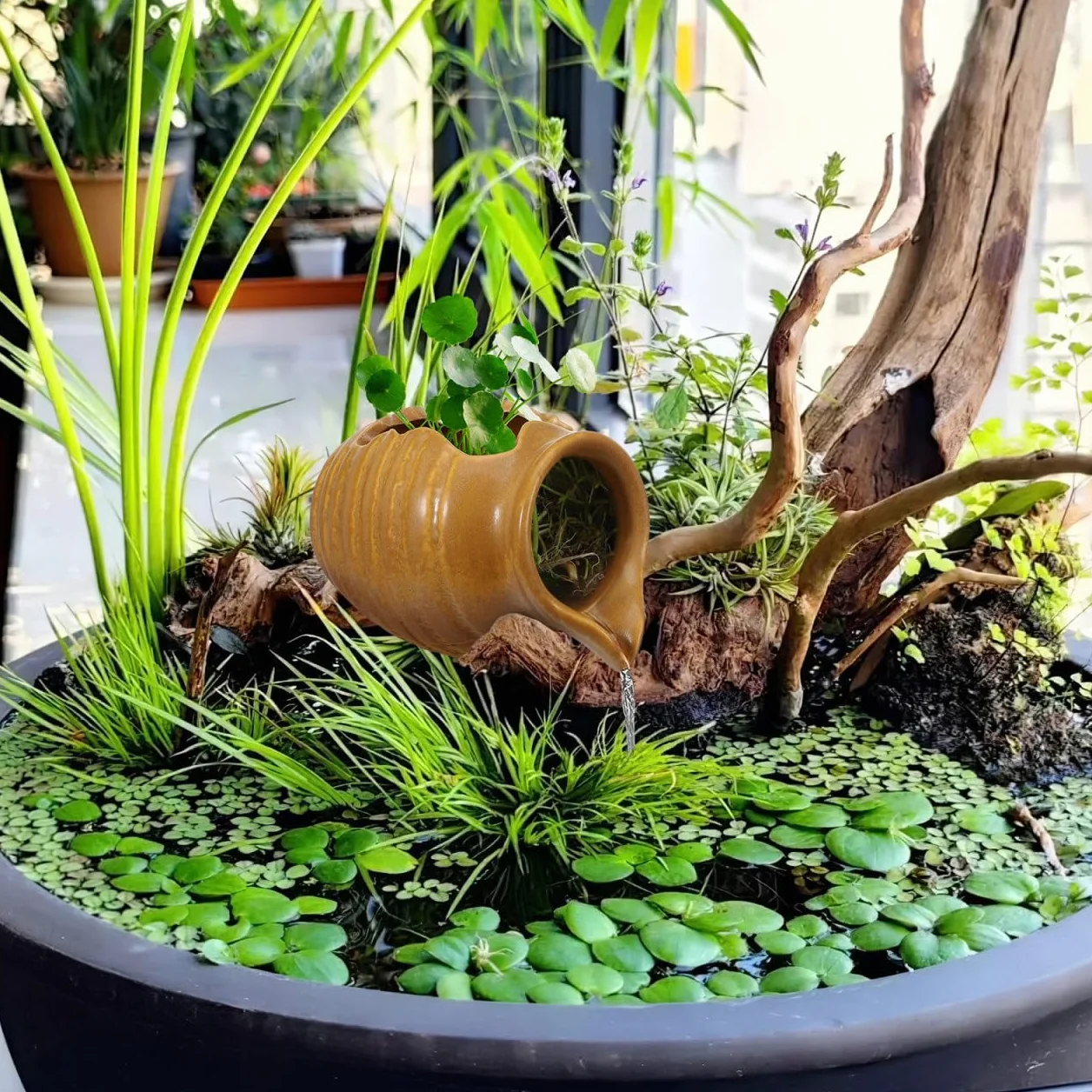 Pot Céramique pour Fontaine à Eau 12.4cm Brun Clair