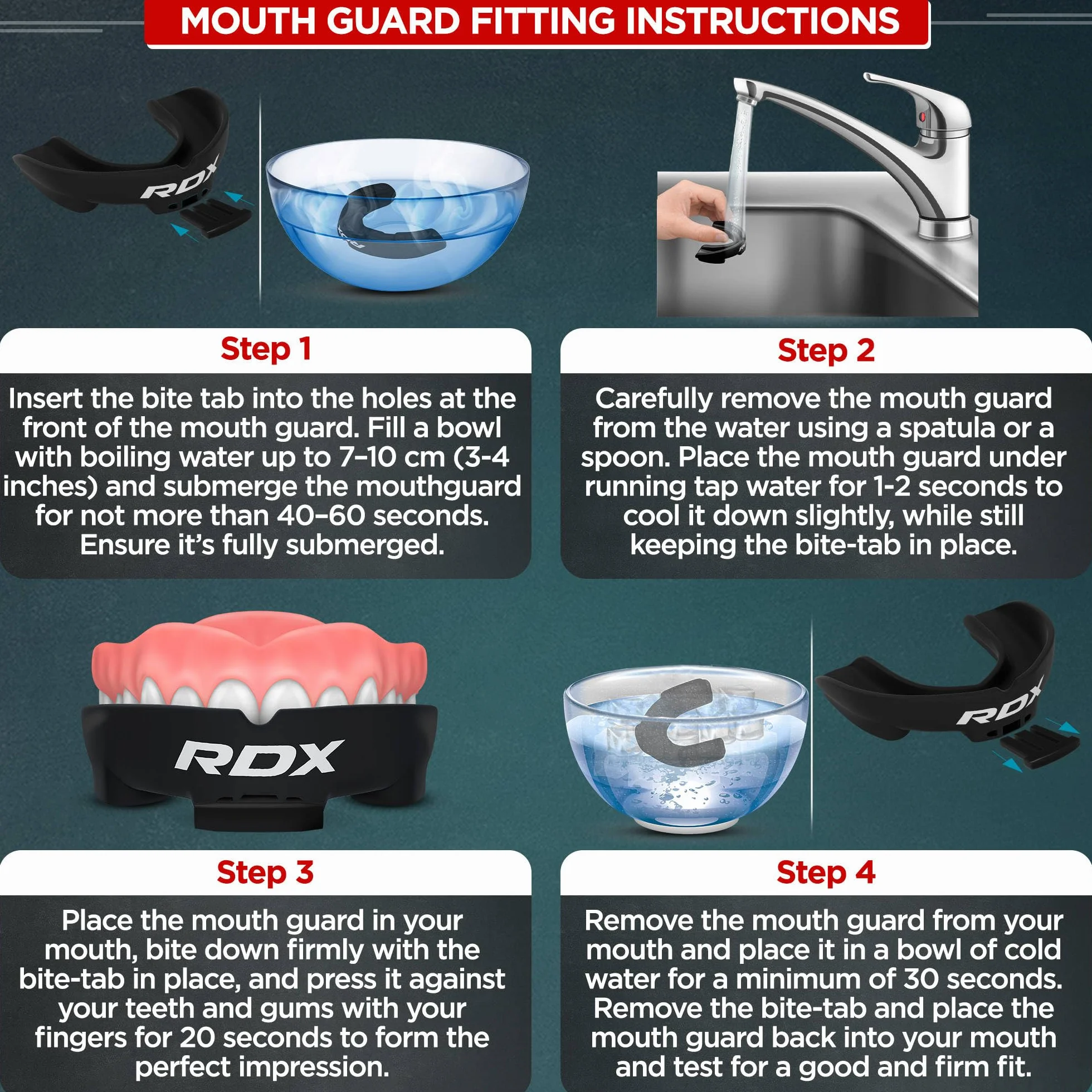 RDX Protège-Dents, Gouttière Coque Dentaire Pour Rugby, MMA, Hockey, Judo, Karaté, Arts Martiaux et Boxe, Respirant et Ajustable, Contient une boîte de rangement unique.