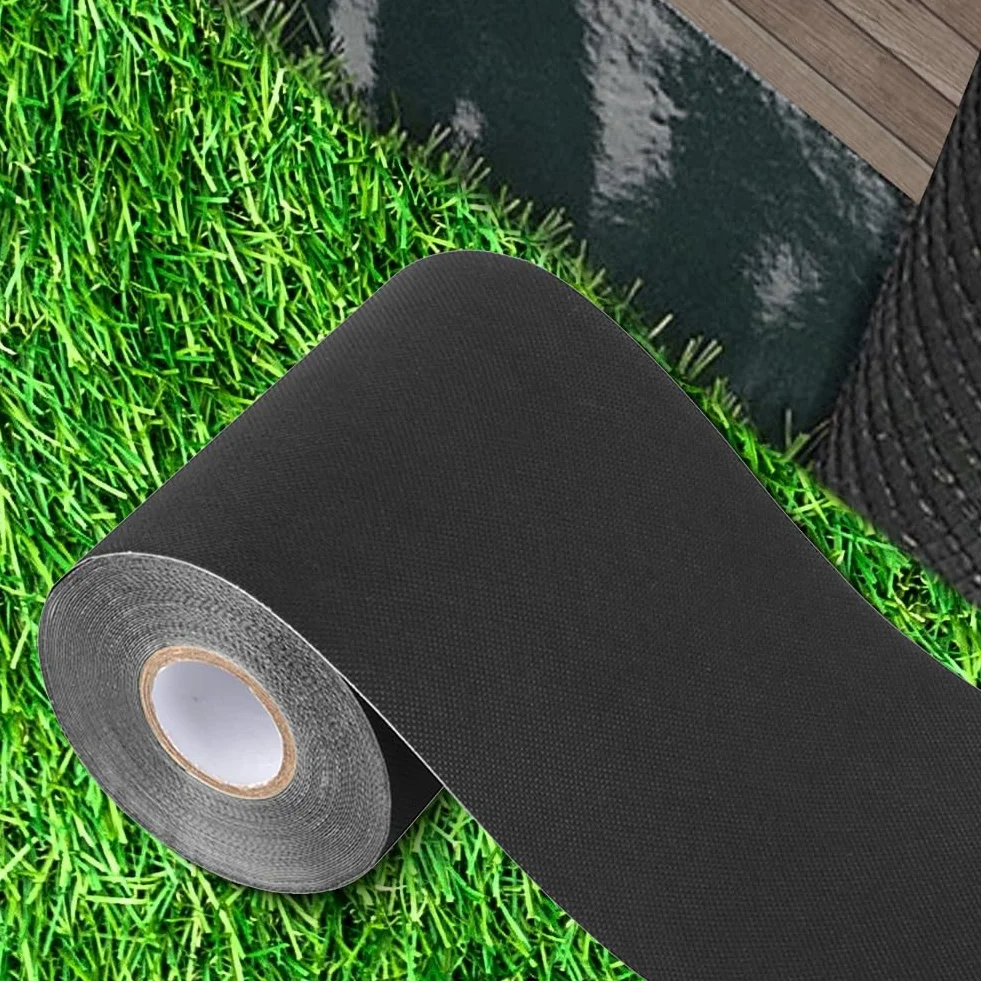 Bande Adhésive pour Gazon Synthétique 15 cm x 10 m, Auto-Adhésive, Résistante aux UV, Noire