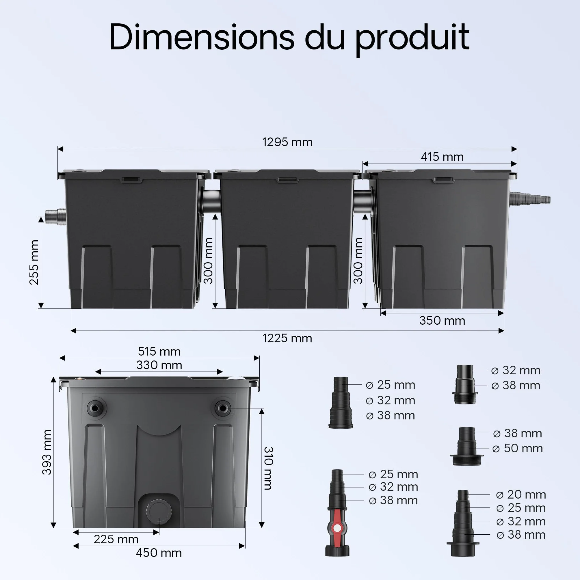 SunSun CBF-350C Kit Filtre Bassin 90000L Biologique NEO10000 Pompe 10000l/h 80W CUV-236 Lampe UVC 36W 25m Tuyau 25mm Y-distributeur