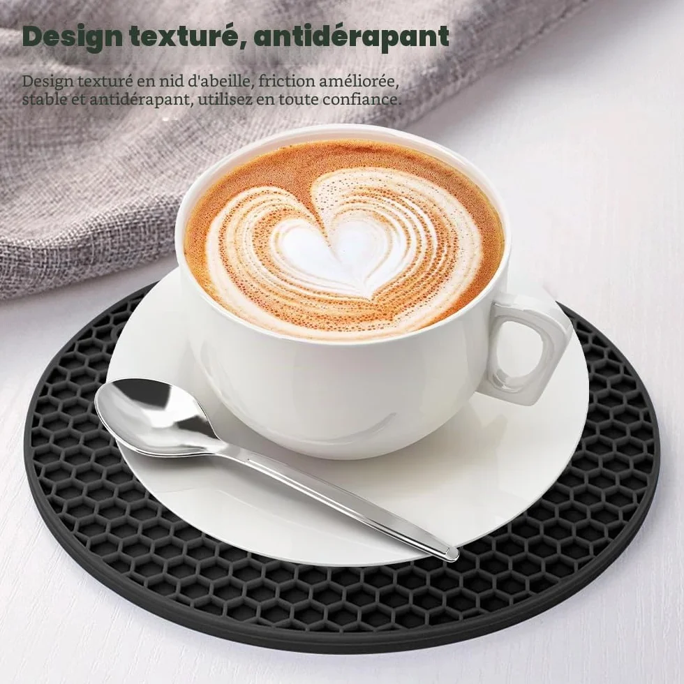 Lot De 4 Dessous De Plat Silicone Rectangulaire + 4 Circulaire, Antidérapant Durable Résistant