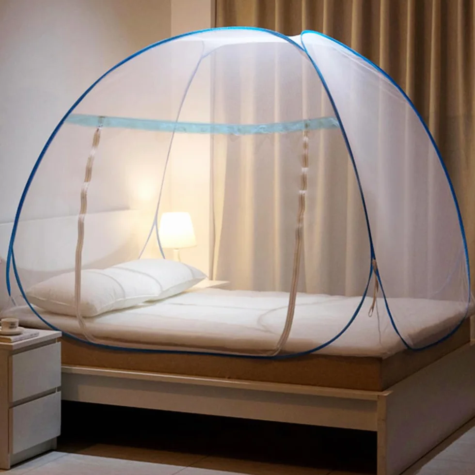 mizikuu Lit moustiquaire, tente anti-moustiques pop-up pour double porte, 150 x 200 cm, portable, moustiquaire de lit pliable, moustiquaire à mailles serrées, tente de camping pour chambre à coucher