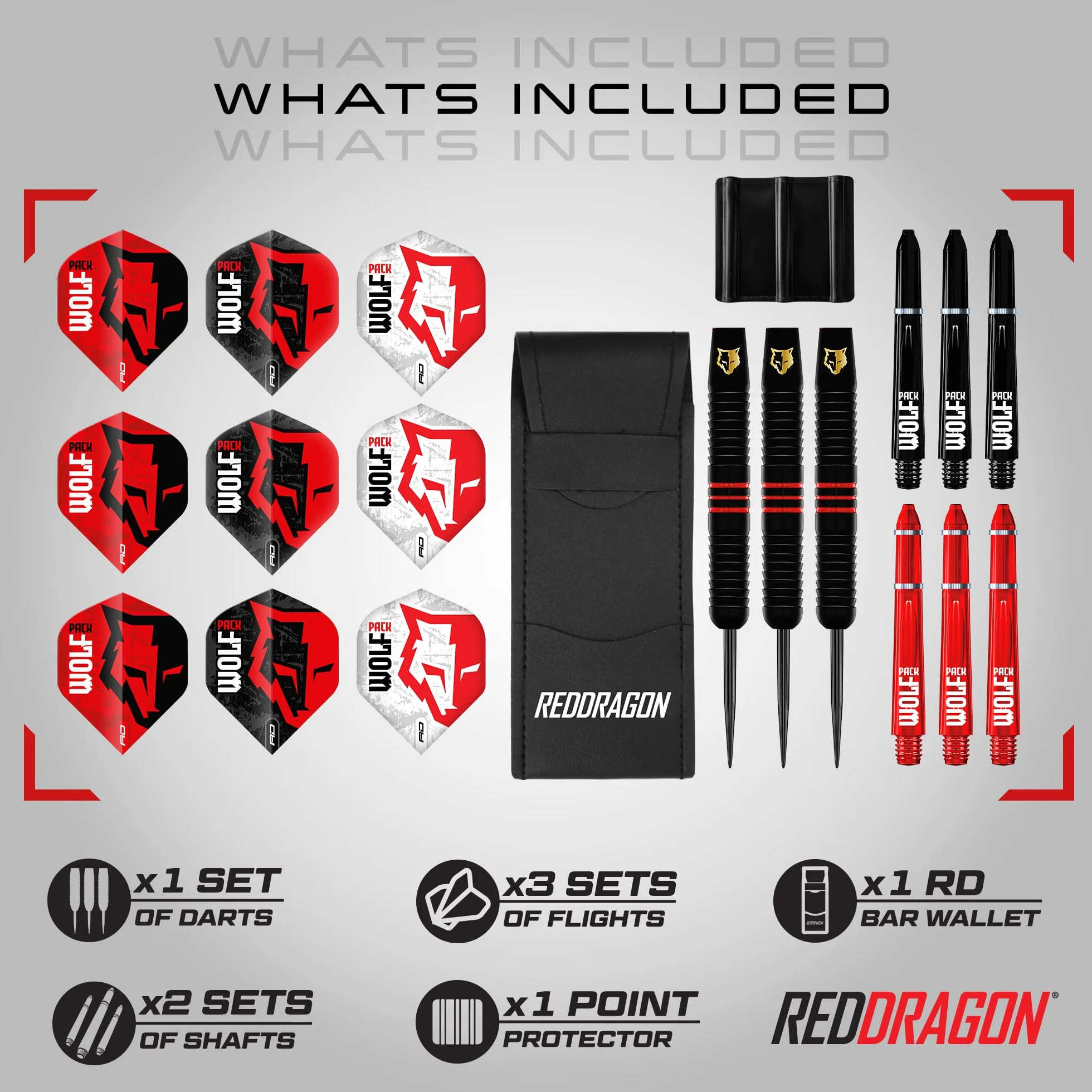RED DRAGON Flechette Pointe Acier/Plastique Wolfpack 18g 20g 22g Jeu De Flechettes Pointe Souple Steeltip