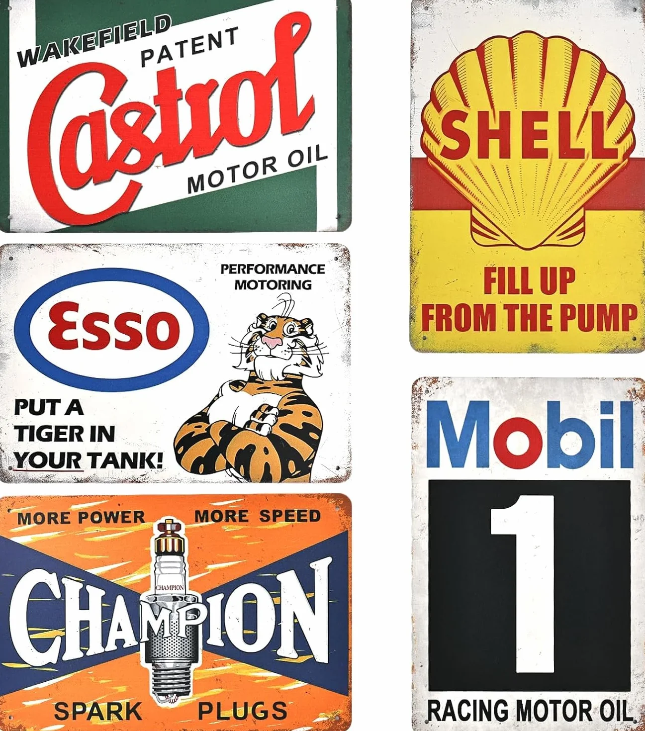 Plaques murales métal rétro garage moto essence vintage décoration atelier