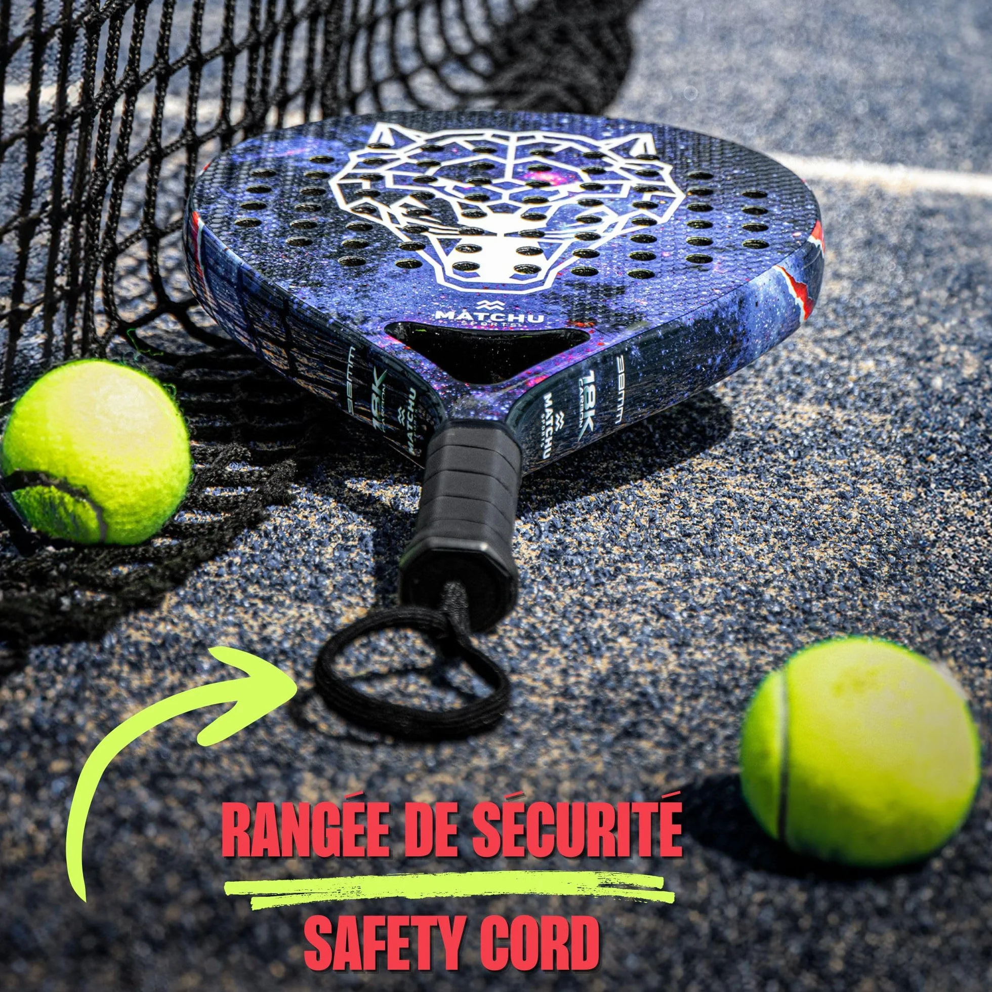 Raquette de Padel MATCHU avec Sac de Transport - EVA Foam 3D Grip Technology - 100% (3/18K) Carbon