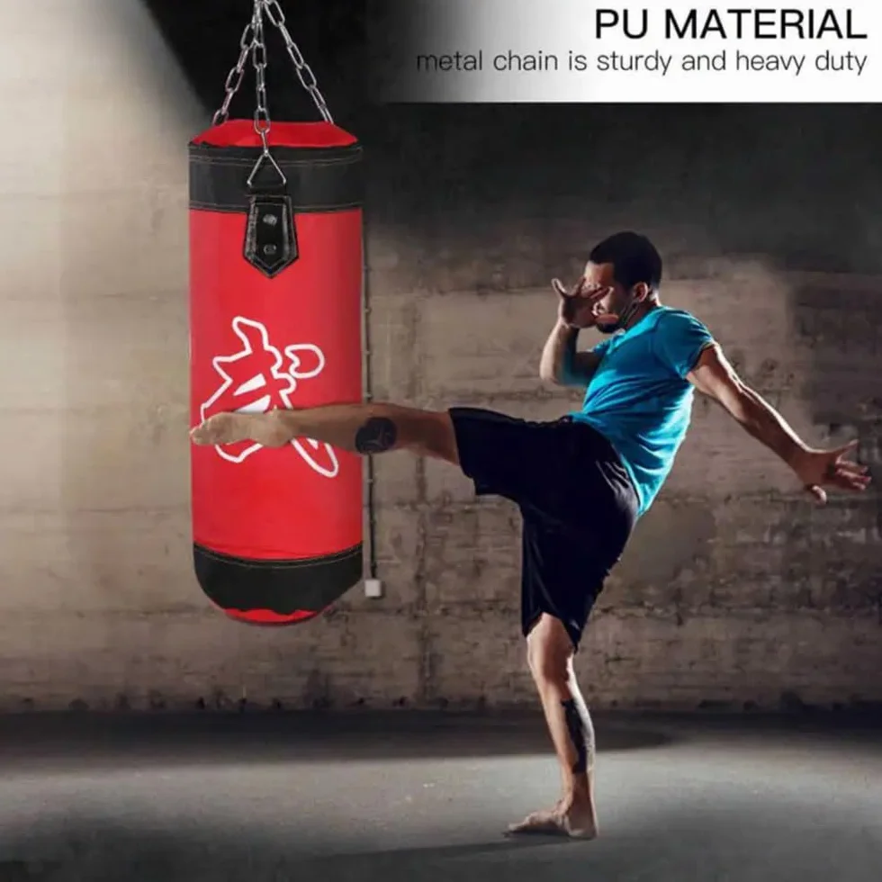 Sac De Frappe,Sac De Frappe Adulte,Sac De Boxe,15PCS Suspension Boxe Punching Bag avec Gants,Bandages,chaîne,Rotation à 360°,pour Le Muay Thai et Les Combats