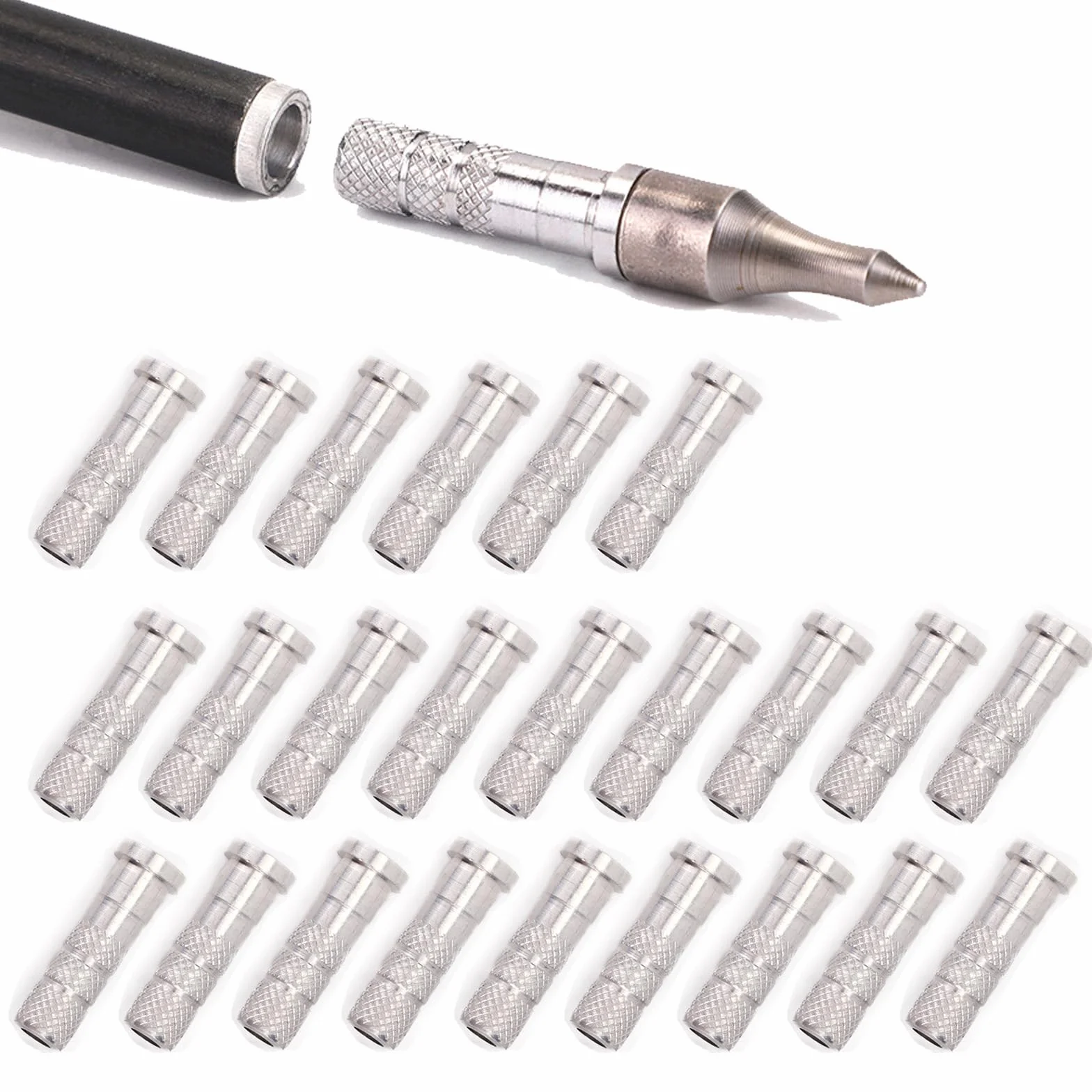 Lot de 24 inserts en fibre de carbone aluminium diamètre extérieur 7,40 mm diamètre intérieur 6,20 mm