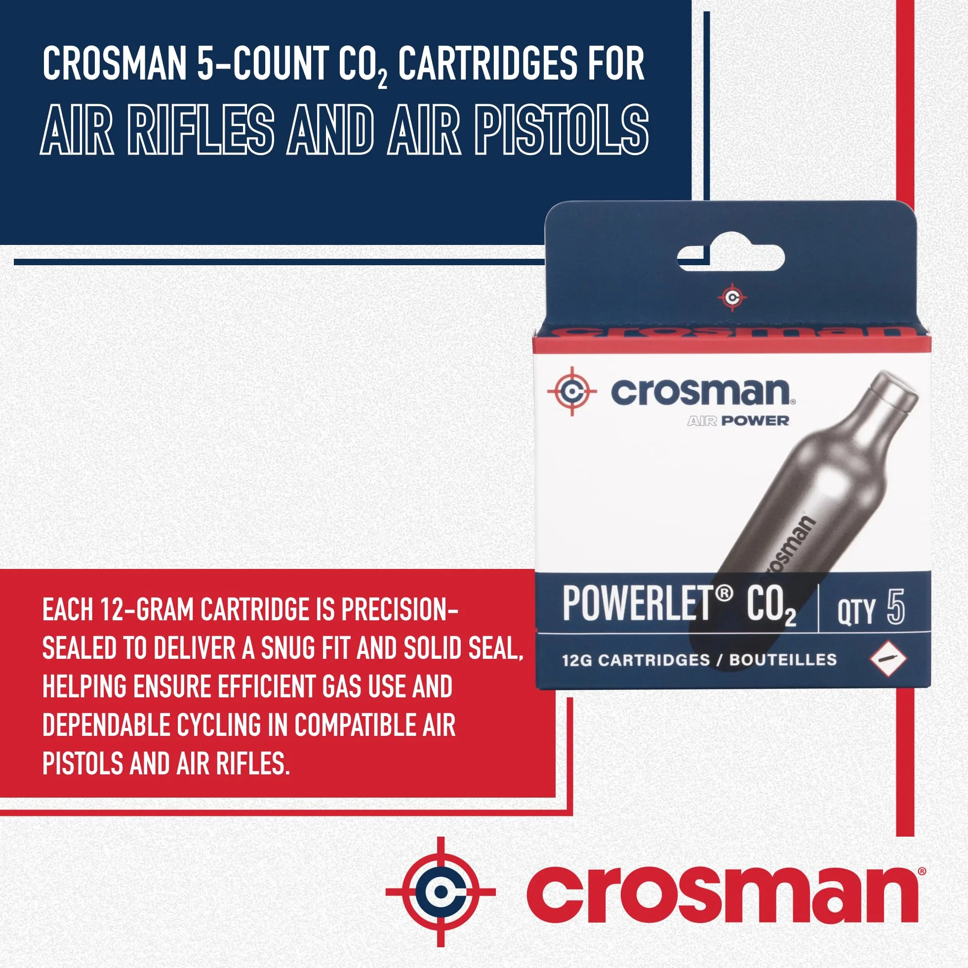Crosman 5 Nombre 12g Powerlet Cartouches de CO2