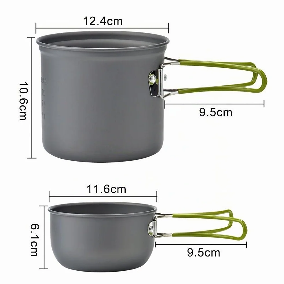 Pique-nique Camping Randonnée Pédestre Pot Pan Cookware Extérieur Casseroles de Cuisine 2 Pièces