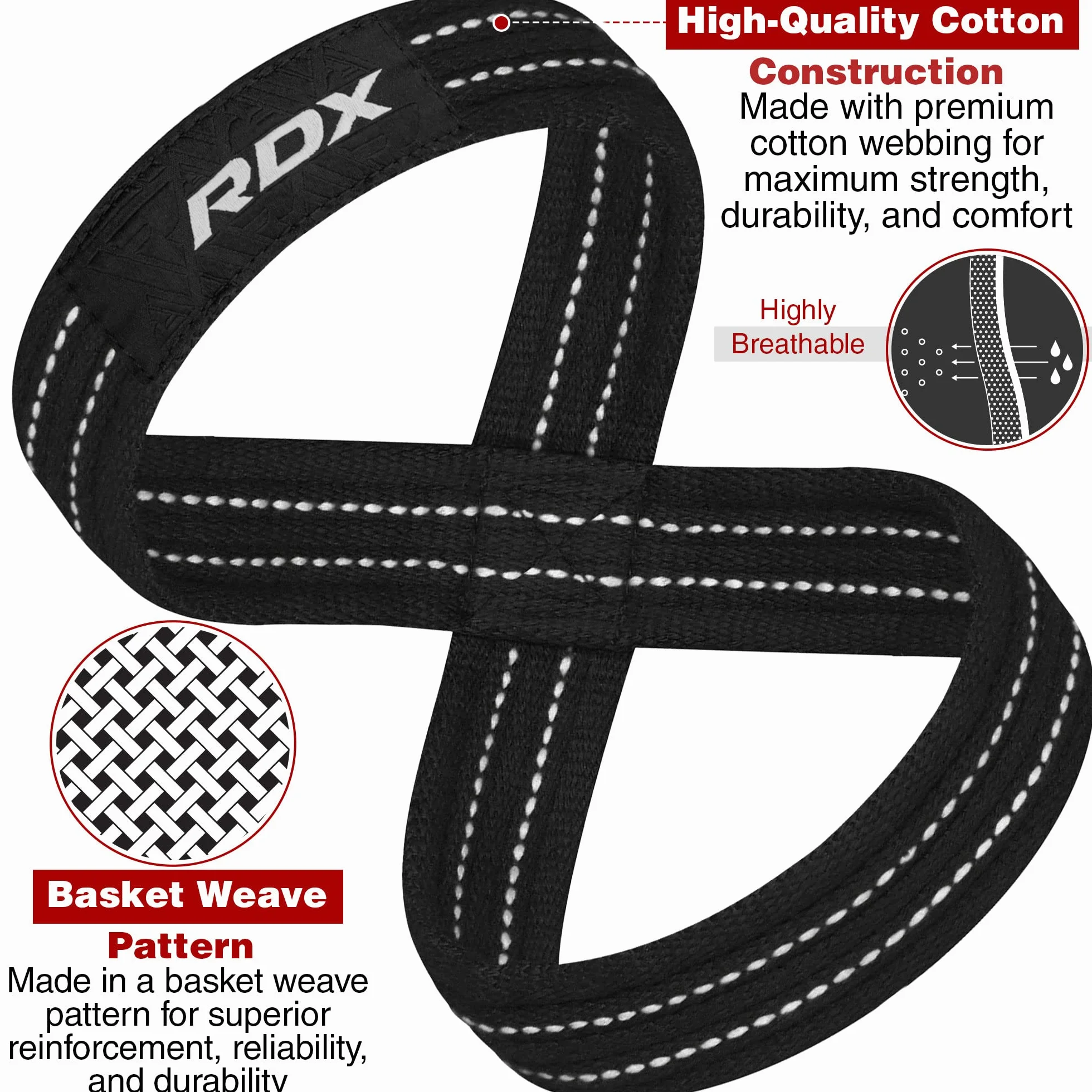 RDX Figure 8 Sangle Musculation Support de Poignet Bandage Fitness Lifting Straps