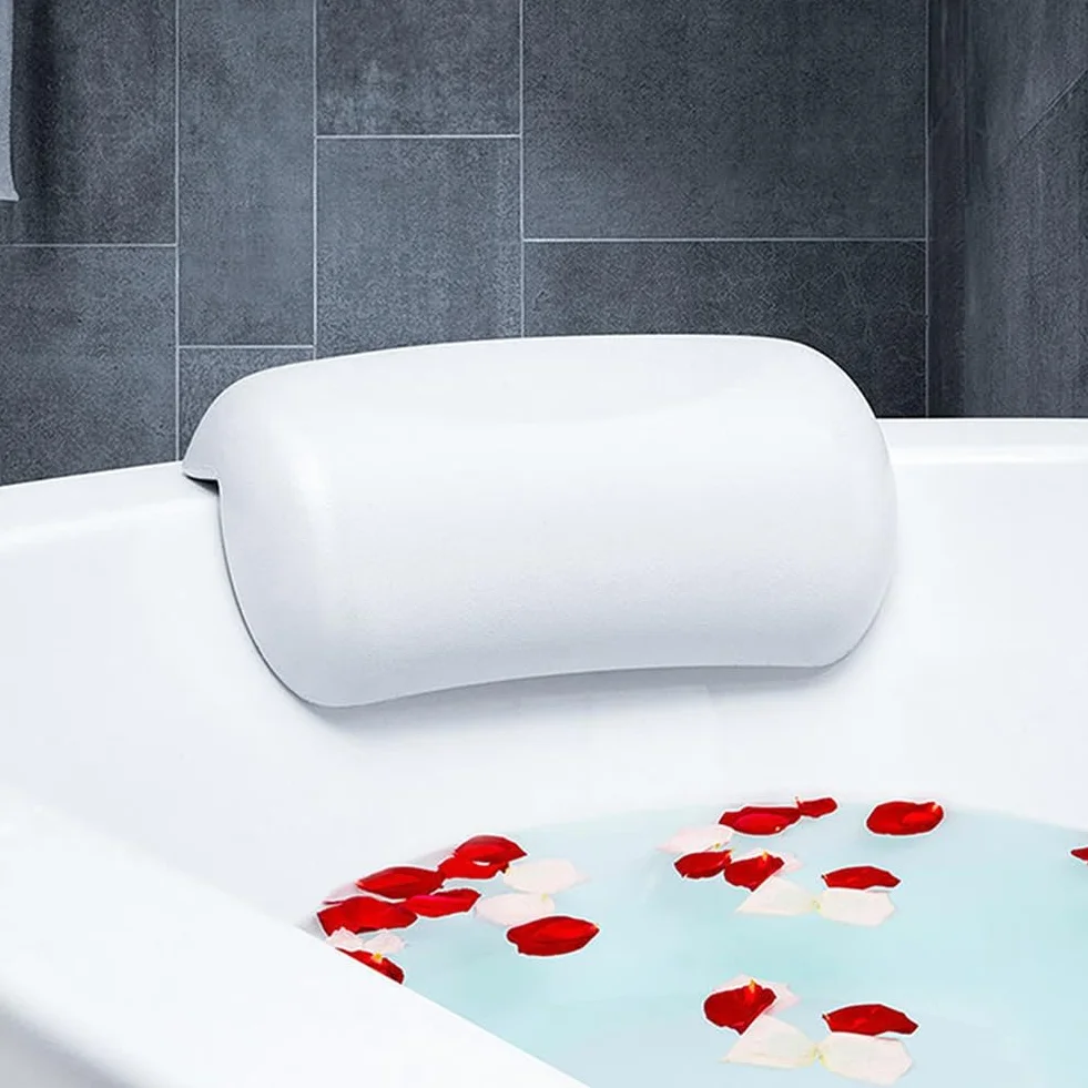 Oreiller de Bain Spa Antidérapant Imperméable avec Ventouses Coussin de Cou Noir
