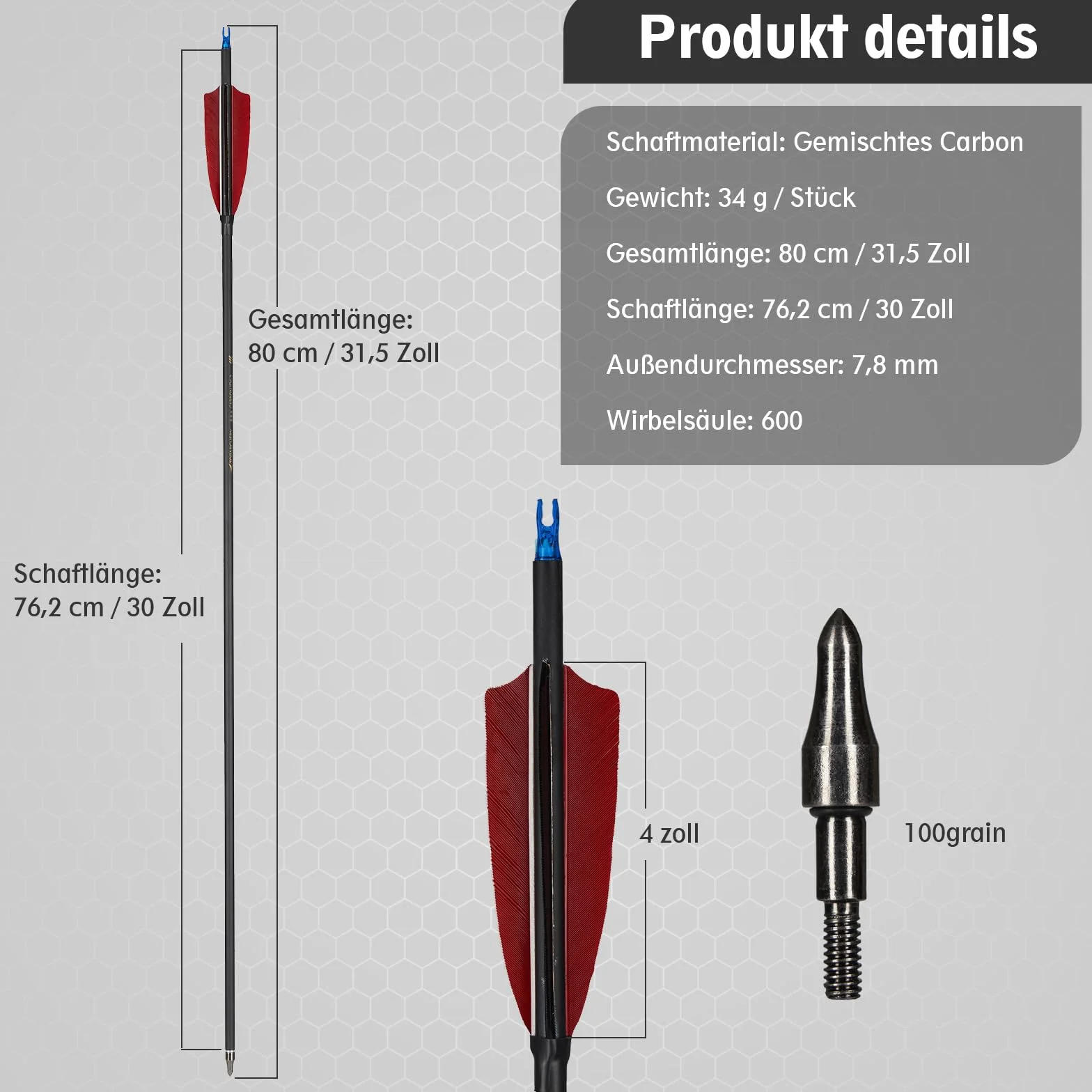 Toparchery Flèches Tir à l'Arc 30 Pouces Carbone Plumes Naturelles Turquie Arc Recurve Compound Long