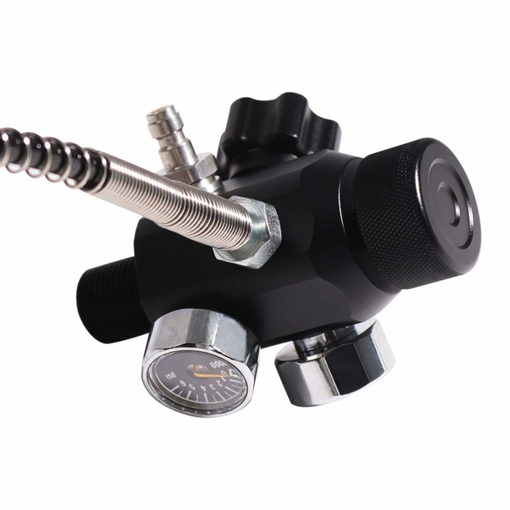 TUXING M18 x 1,5 Filetage 4500 psi Paintball Station de remplissage PCP Régulateur de pistolet à air double jauge Valve de réservoir d'air avec tuyau haute pression de 50,8 cm (non régulé) pour
