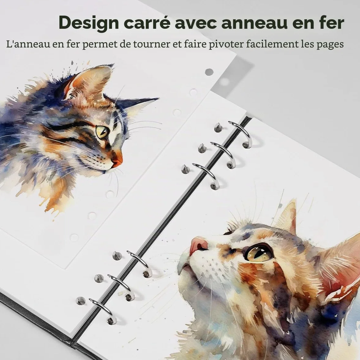 Lightwish Carnet aquarelle carré 100% coton 300 g/m² sans acide 20 feuilles 19 x 20 cm