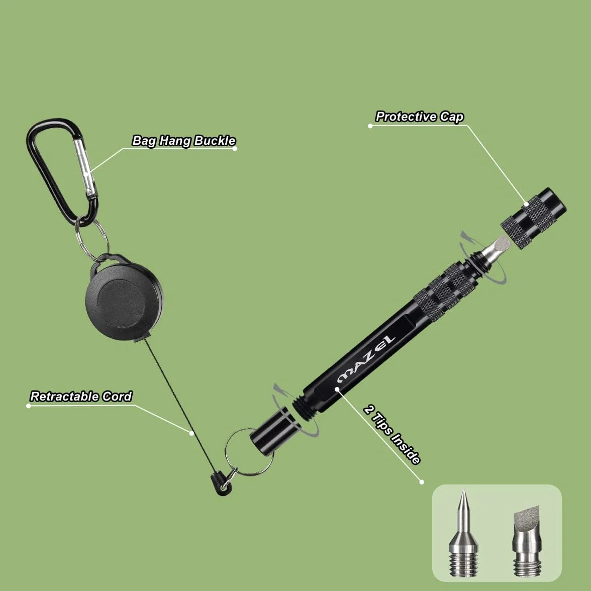 Aiguiseur de rainures 3 en 1 pour clubs de golf - Outil de nettoyage en aluminium avec cordon rétractable