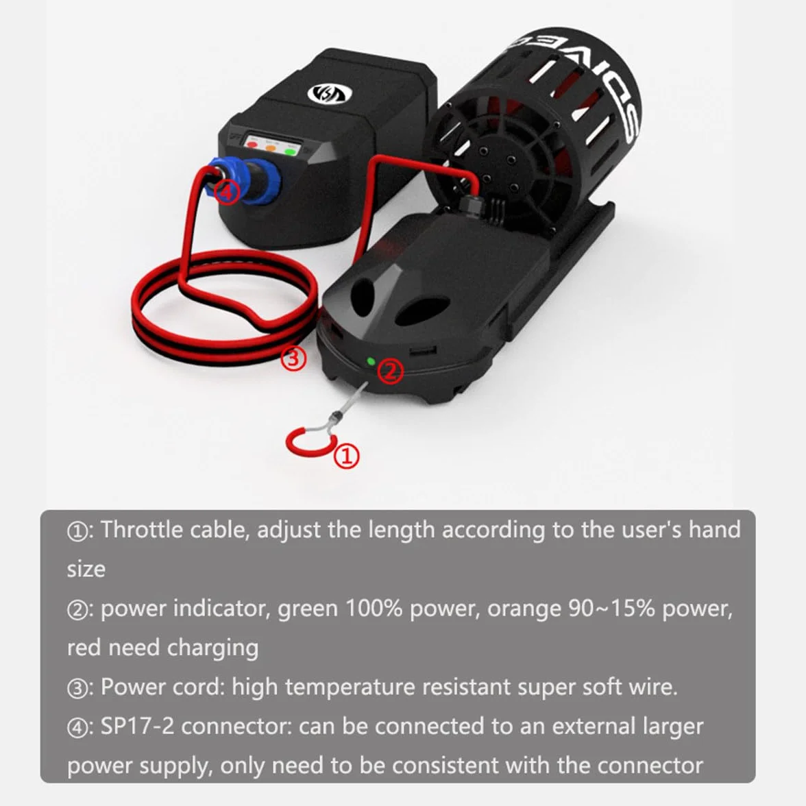 Scooter électrique sous-Marin Scooter de mer 20M étanche pour la plongée avec Tuba Equipement de Natation,Single