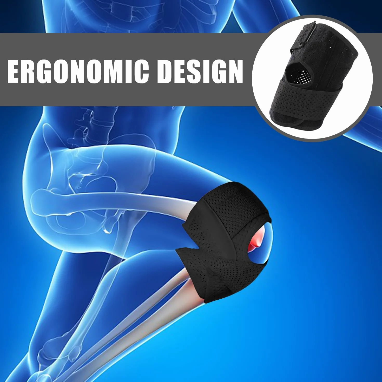 MEMOFYND 1 genouillère réglable avec 1 sac de rangement, genouillères élastiques souples, genouillères de sport réglables, genouillères orthopédiques, convient pour le sport, le fitness (noir)