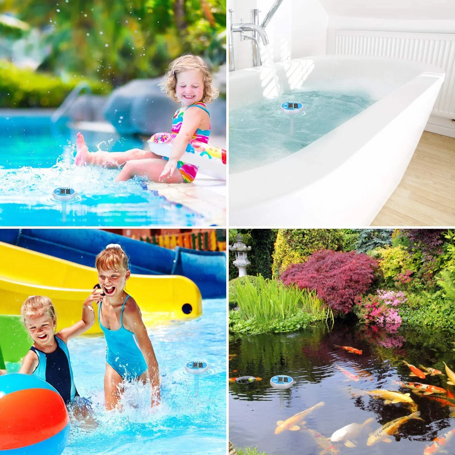 Thermomètre Piscine Flottant Numérique avec Grand Écran LCD Solaire pour Bassin Spa