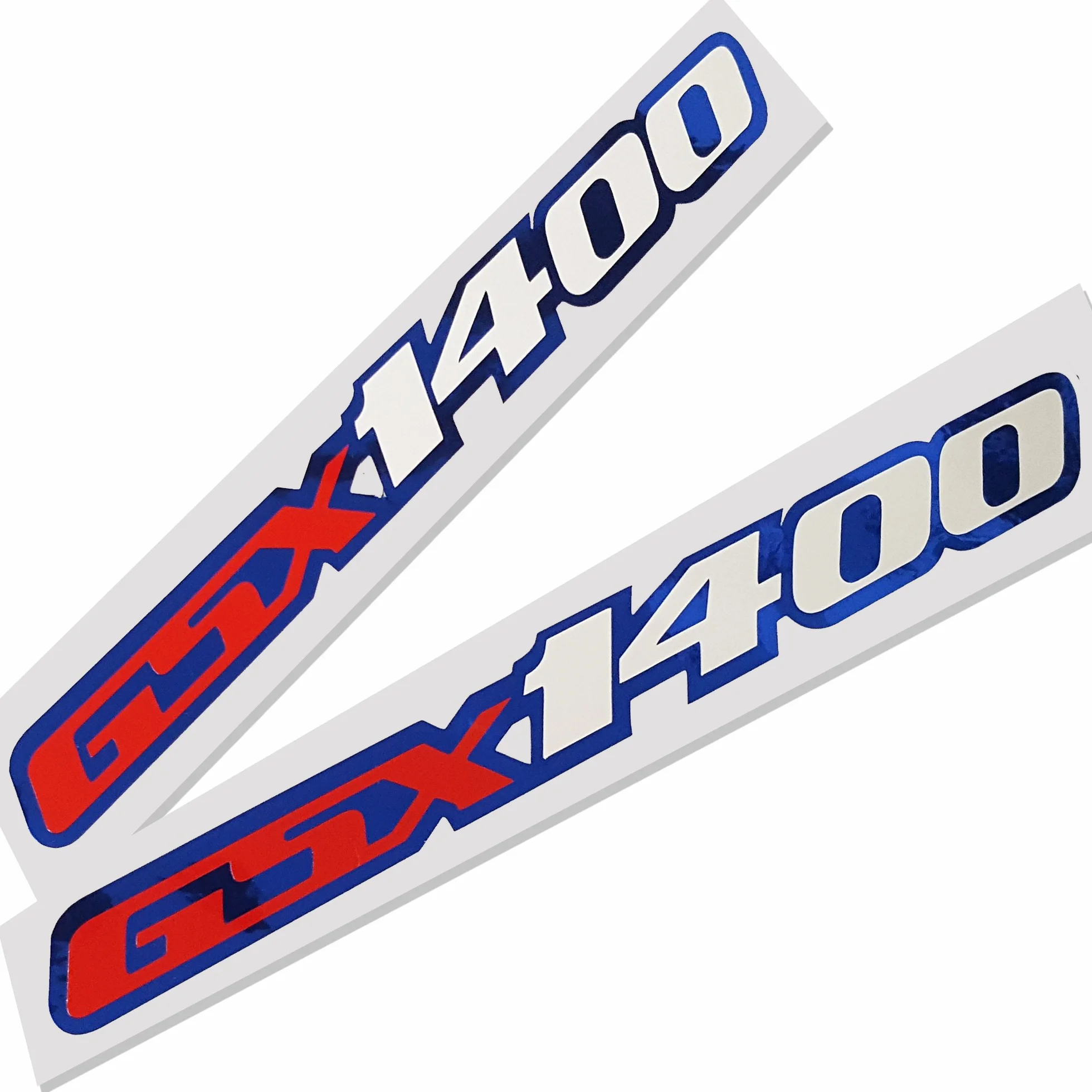 Suzuki GSX 1400?Rouge, Blanc sur bleu Chrome graphique Stickers Stickers X 2