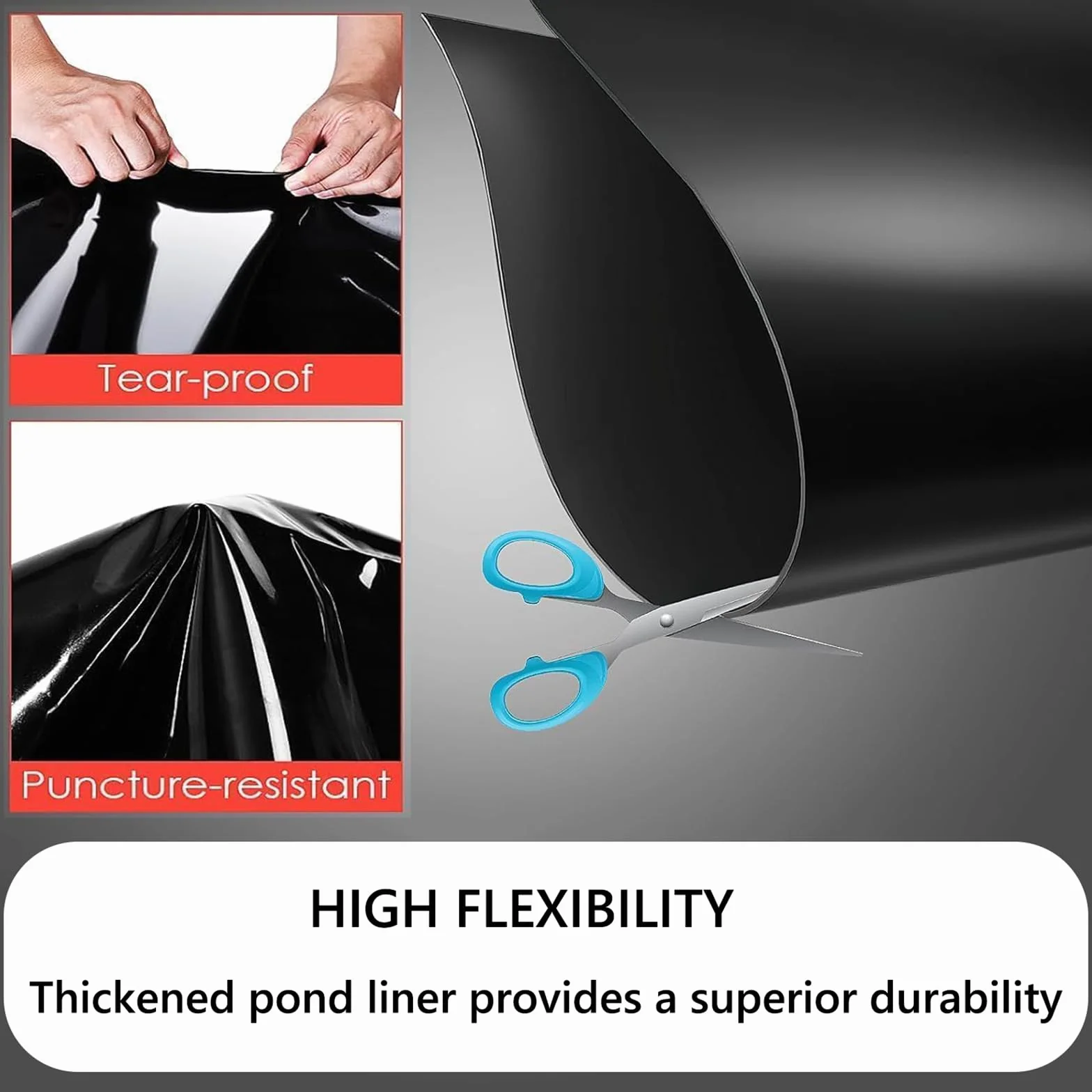Bâche pour Bassin 1x1m Caoutchouc Liner Étang Koi Cascade
