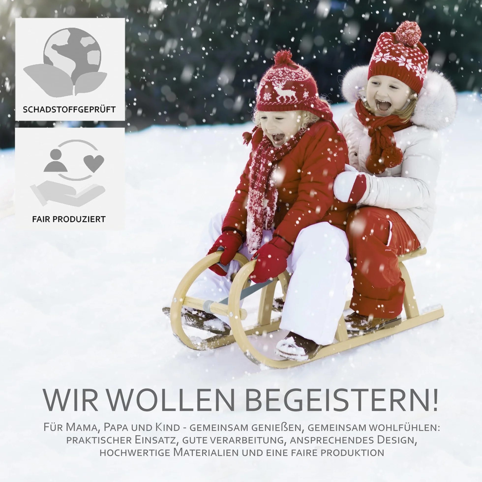 BambiniWelt by Rafael K. Davoser Luge en bois pour enfant avec dossier 90 cm