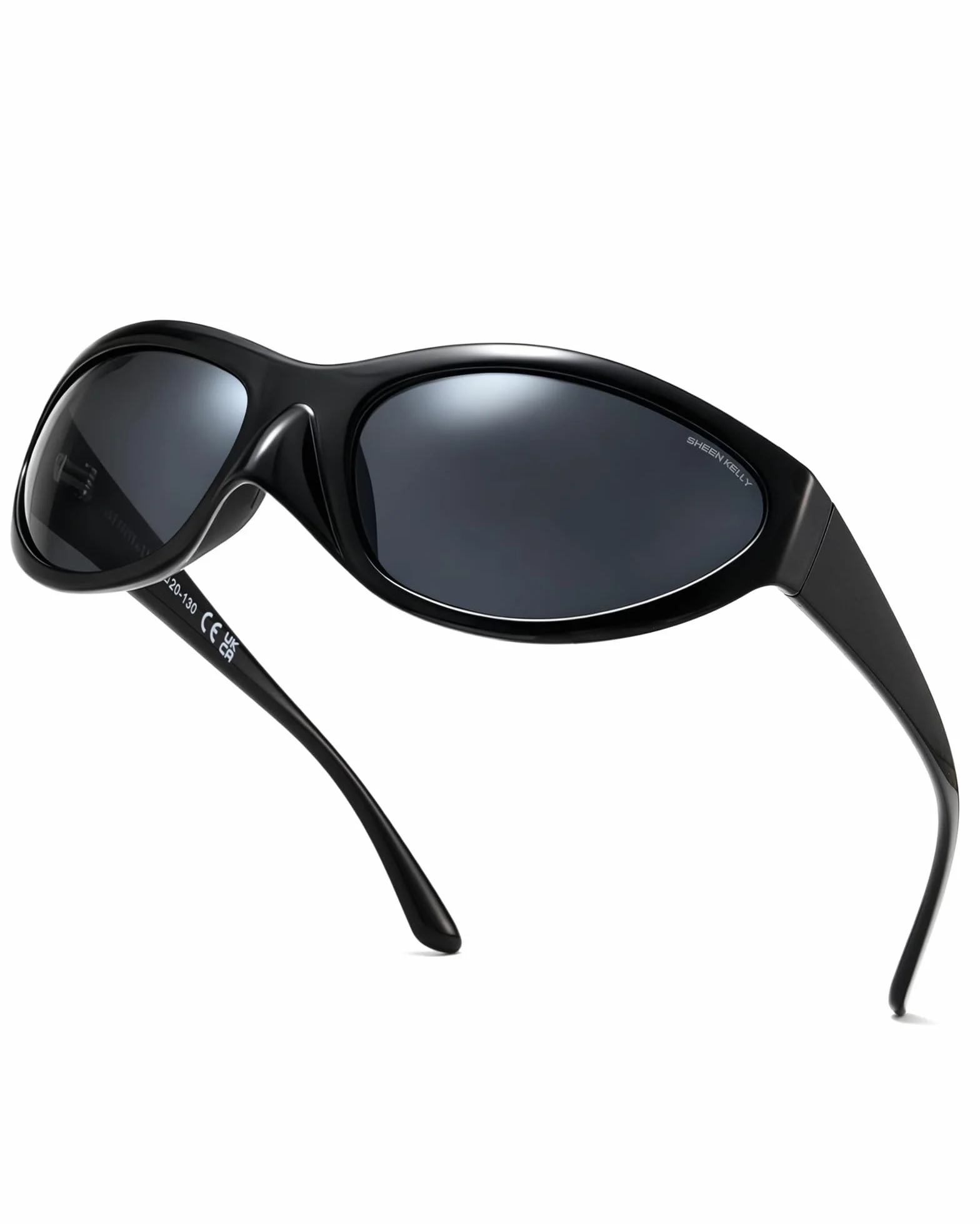 SHEEN KELLY Lunettes de soleil Sport Polarisées enveloppantes TR90 pour homme et femme, style futuriste, ovales et miroir, Lunettes cyclisme