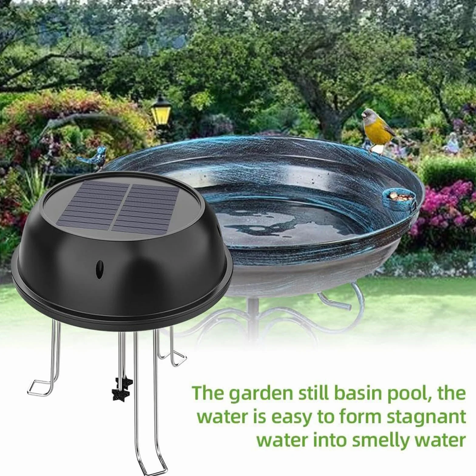 Solar Water Wiggler Solar Powered Bird Bath Water Mixer with Bracket for Garden