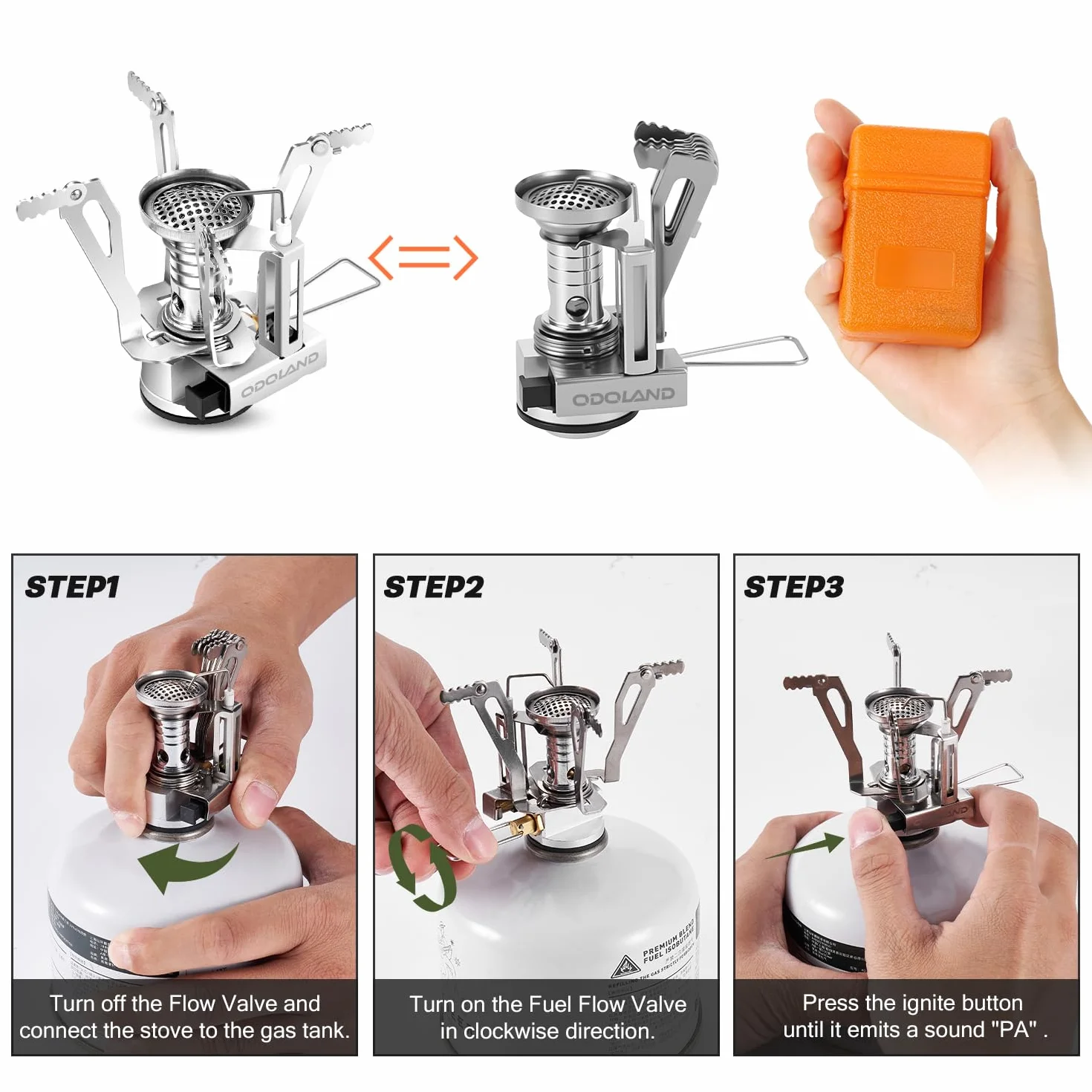 Odoland Multi-PCS Kit de Casseroles Camping, Cookware Kit en Alliage d'Alu, Légère, Durable et Compact avec Réchaud de Camping, Bouilloire, Tasse pour Pêche/Survie/Randonnée/Outdoor/Pique-Nique