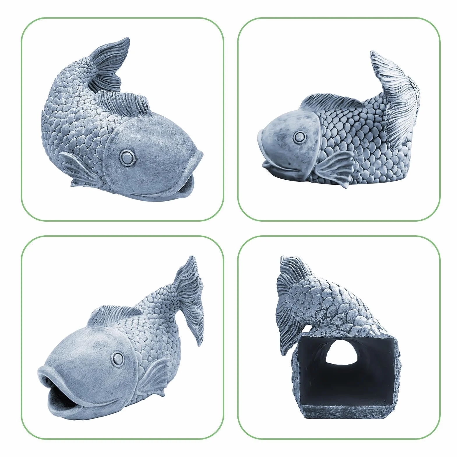 Générique Gargouille De Gouttière Poisson Résine 21x14cm Sculpture Décorative De Jardin Déviateur d'eau