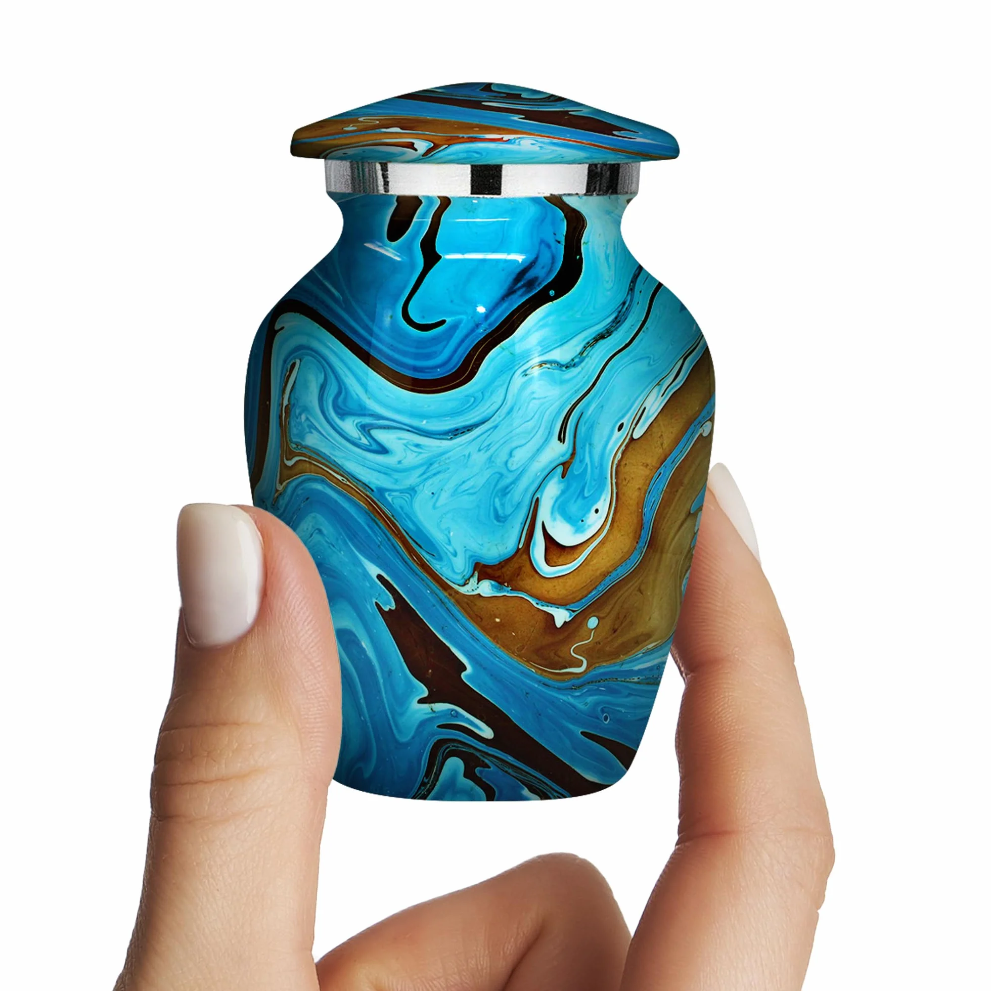 Trupoint Memorials Small Urns for Human Ashes Keepsake, Camouflage Hunters Decorative Mini Cremation Urn, Blue