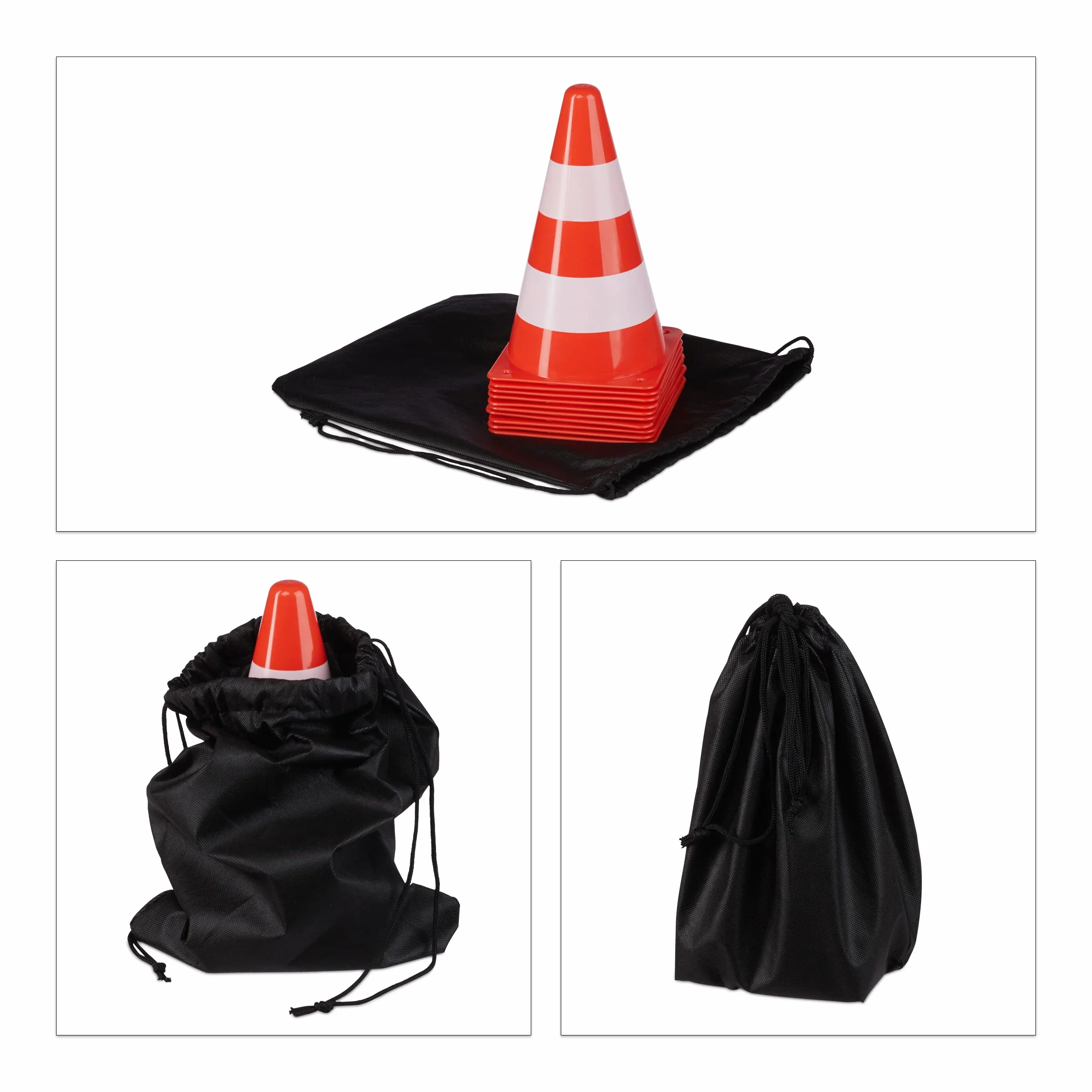 Relaxdays Cône de signalisation 22 cm Orange/Blanc Lot de 20 empilable