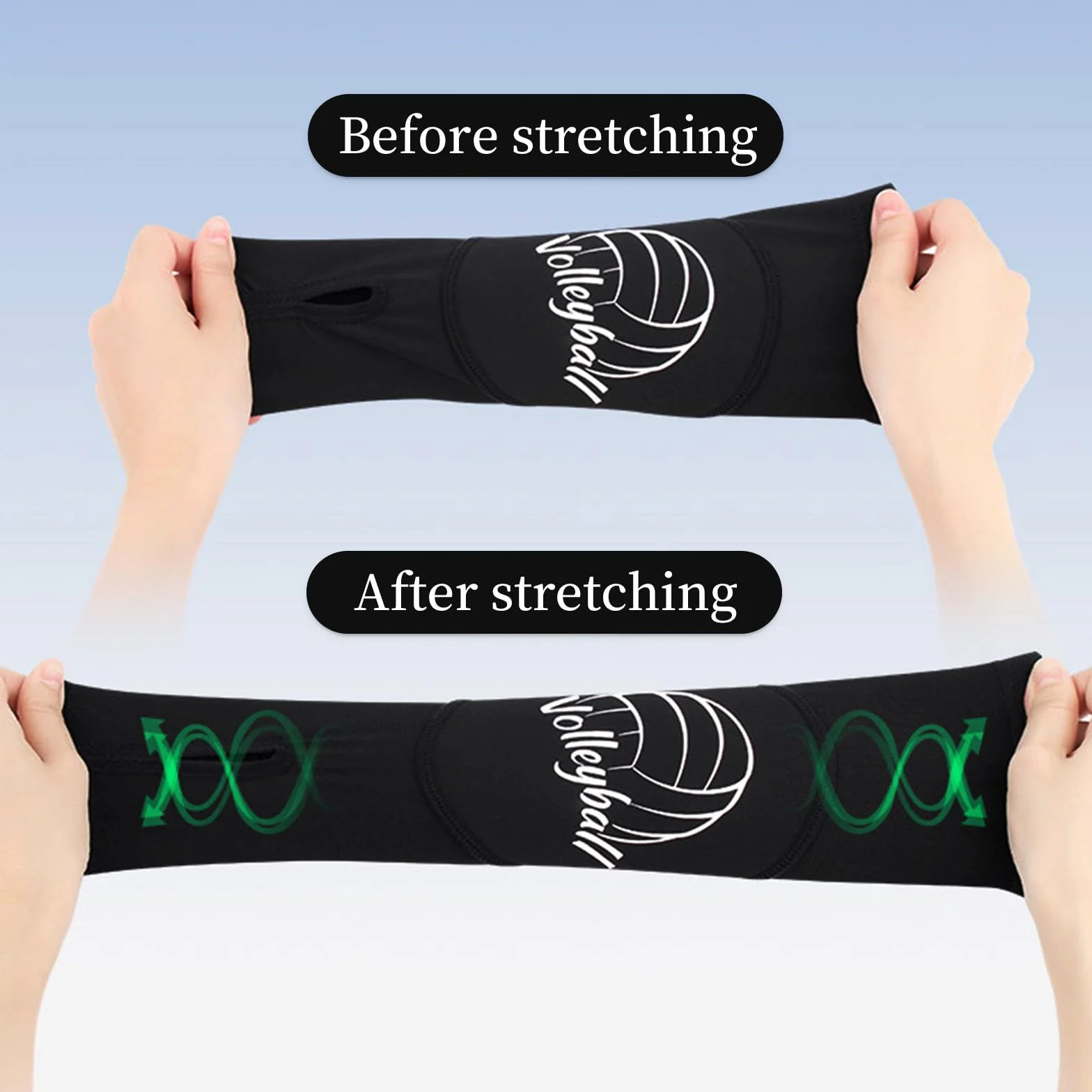 1 Paire Volleyball Compression Bras Coudières Bras Manchon, Avant-Bras Accessoires pour l'entraînement de Volleyball, Sports Avant-Bras Manches Etagères de Protection et Trou de Pouce
