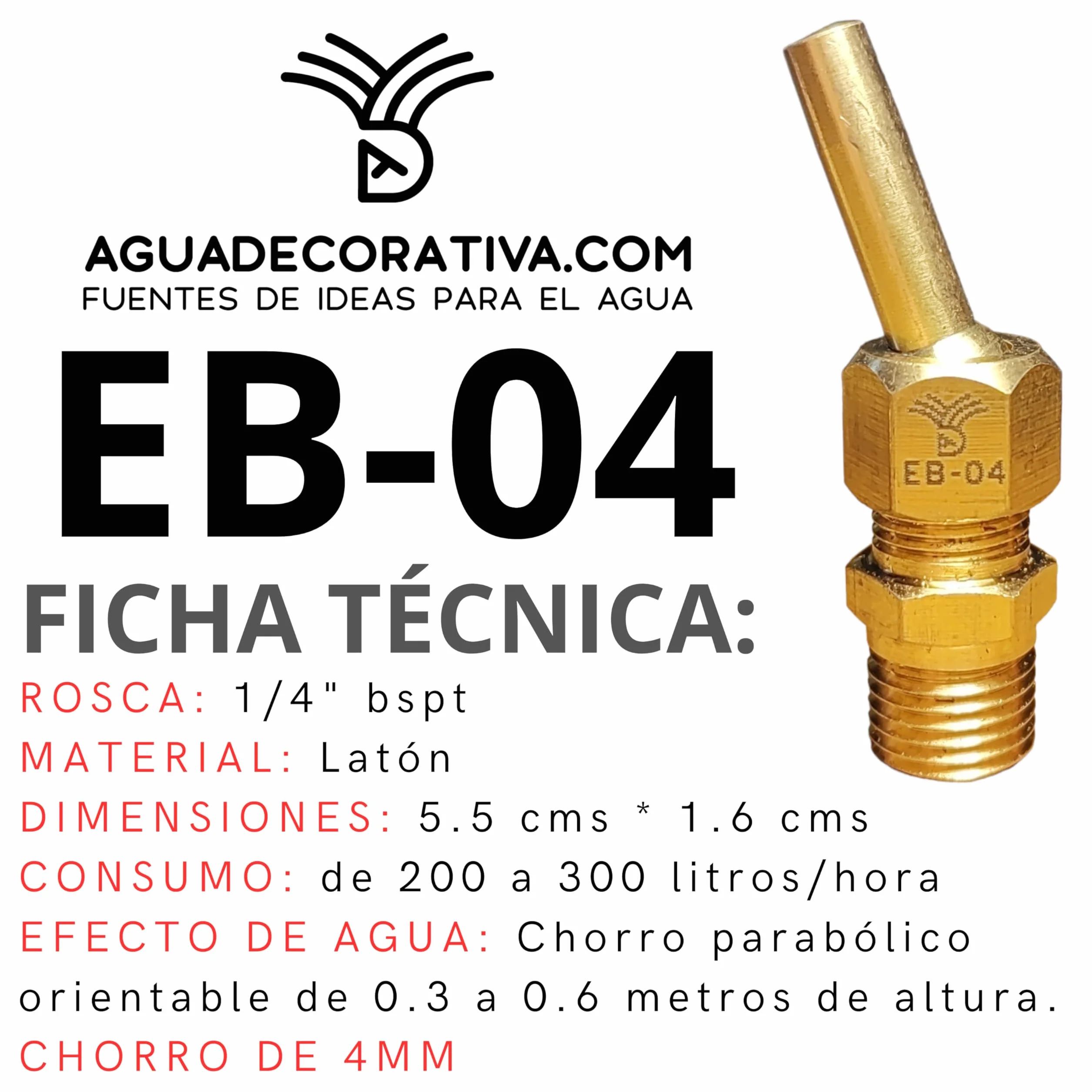 Embouts pour fontaines de jardin laiton 4 mm filetage 1/4" BSPT