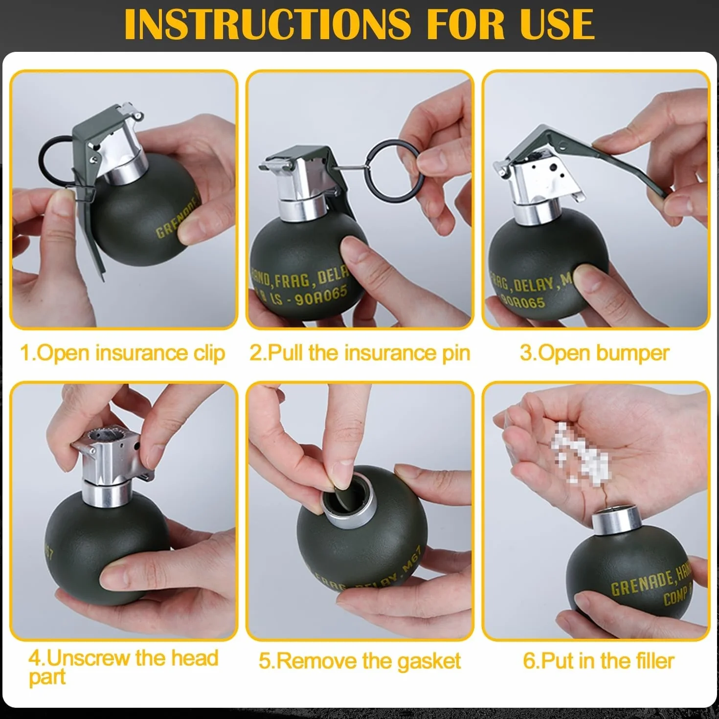 Grenade factice Tactique, modèle réduit de Grenade en Plastique, Accessoires d'équipement Tactique CS Airsoft for Les Fans de l'armée, Accessoires de Film Cosplay en Plein air