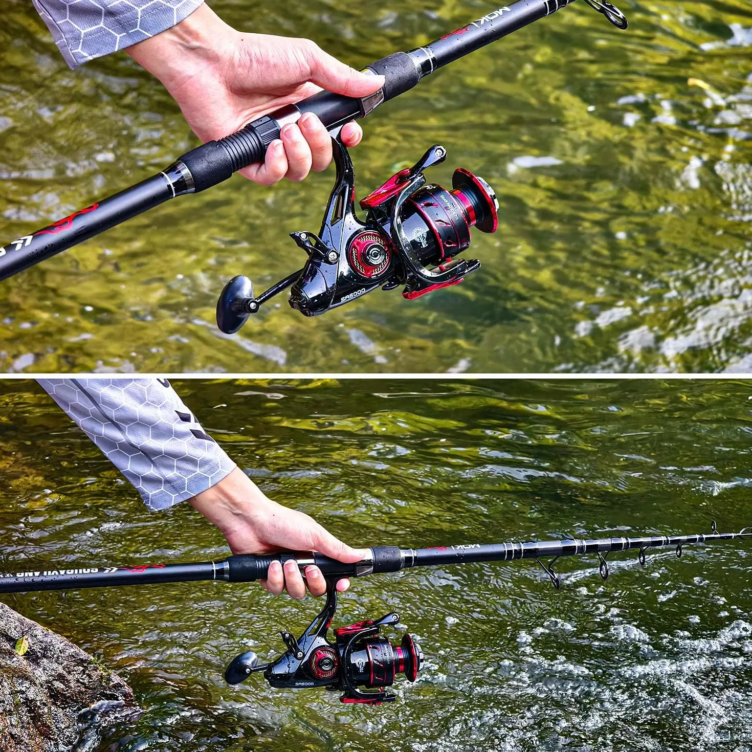 Sougayilang Canne à pêche télescopique carpe moulinet 4.7:1 3.6m 3.9m 4.2m