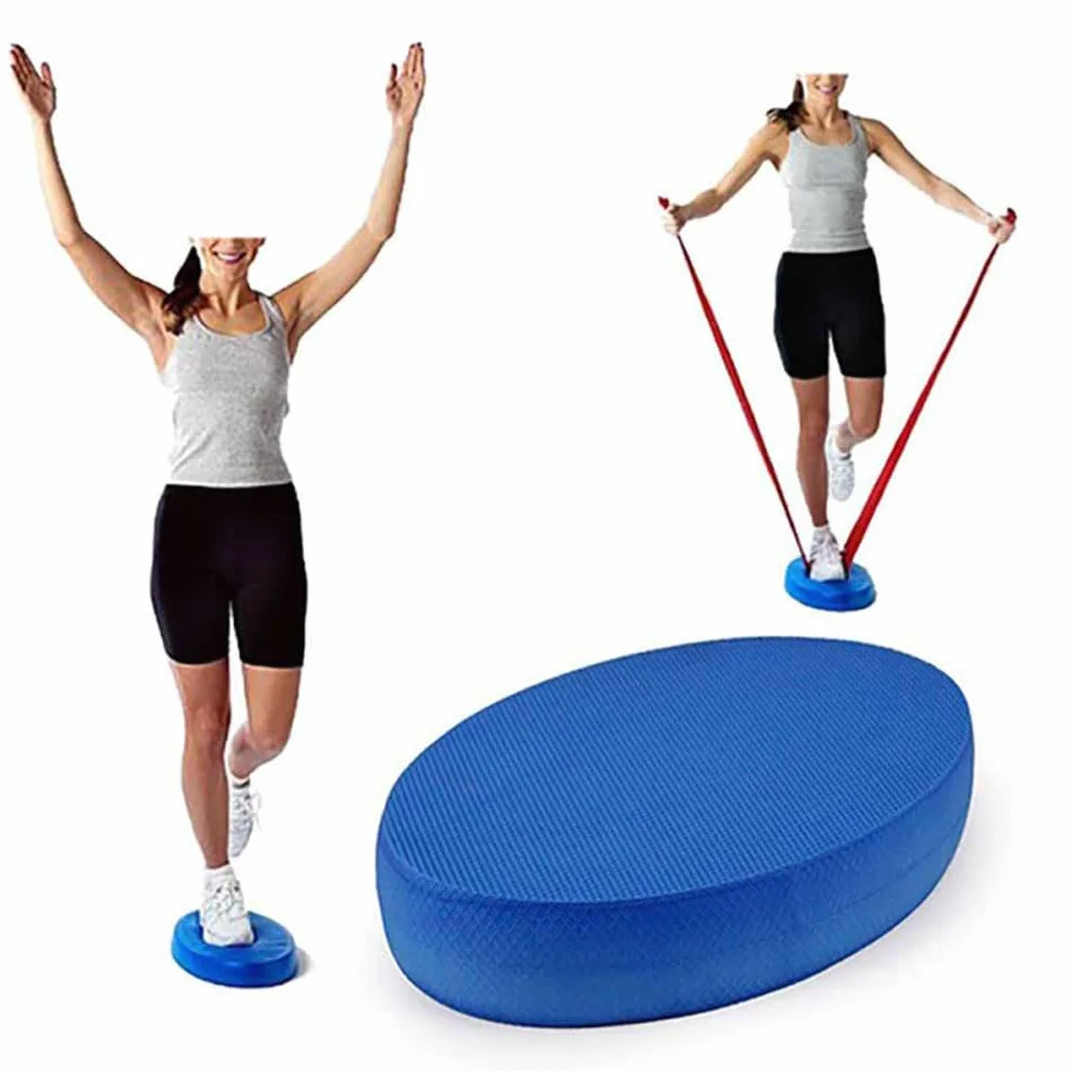 Coussinets d'équilibre ovales en mousse élastomère thermoplastique, doux et confortable, pour l'entraînement de fitness, convient pour la maison et le travail (bleu)
