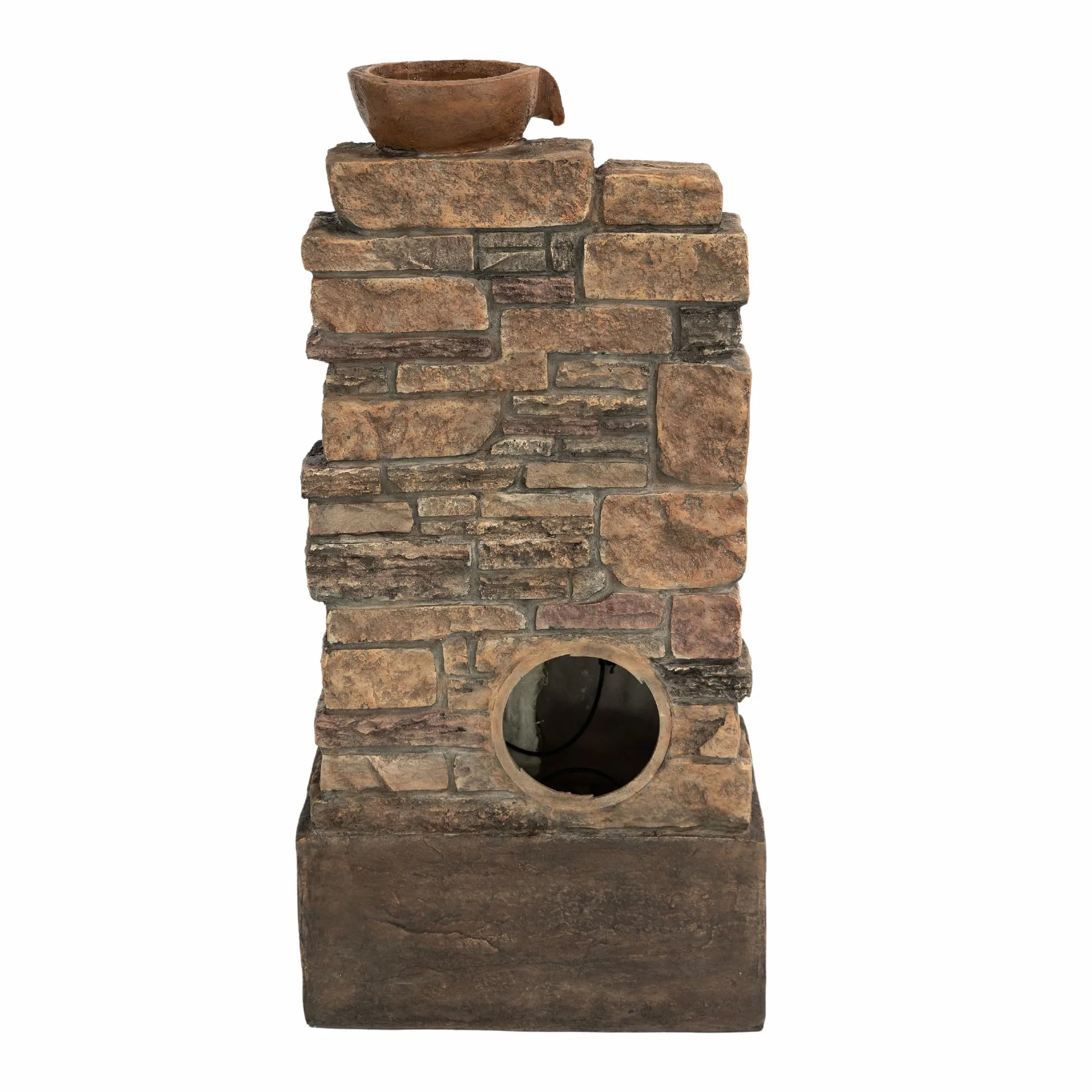 Teamson Home Fontaine Cascade 4 Niveaux Brun LED Jardin Exterieur