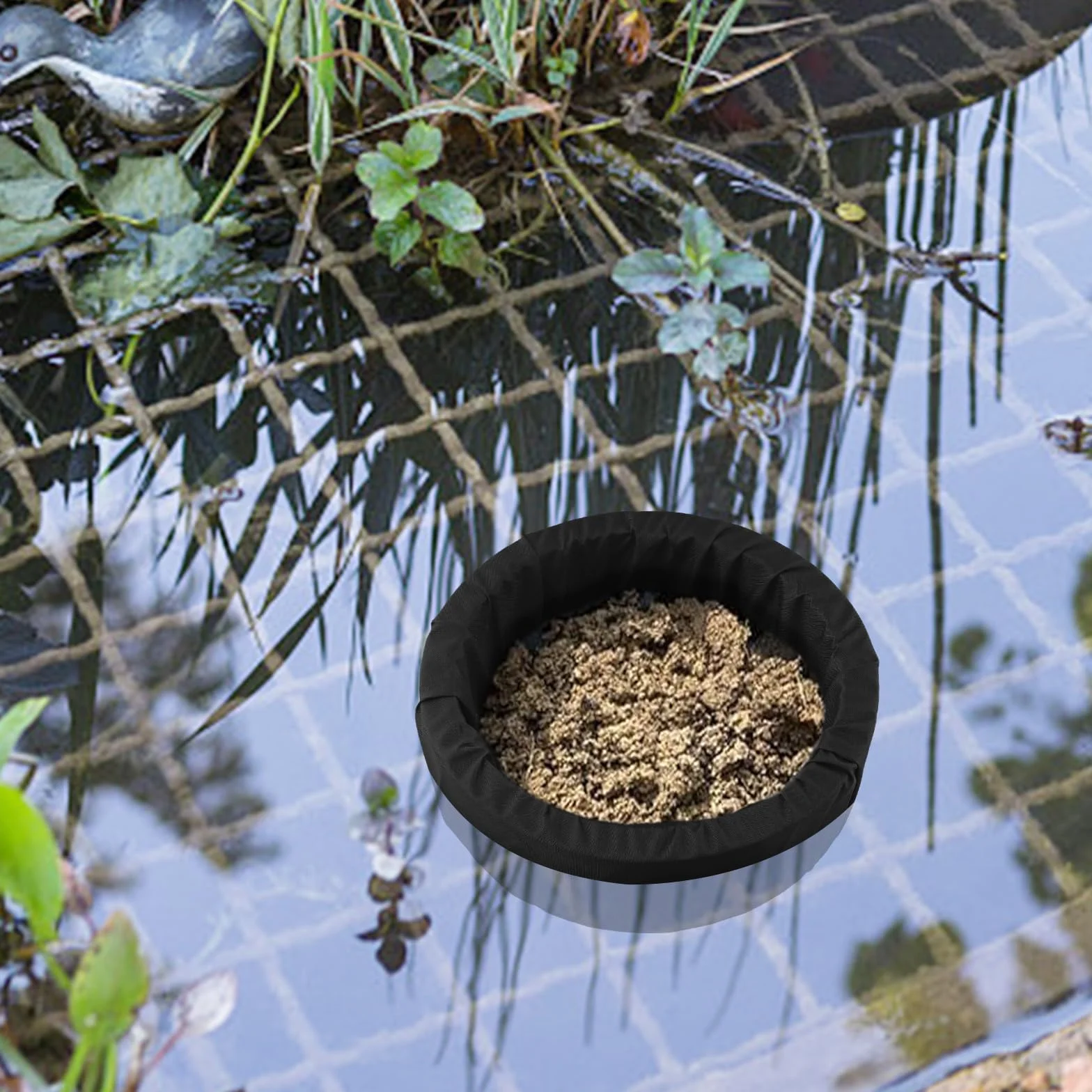 Panier flottant pour plantes aquatiques en tissu non tissé respirant protection racines bassin jardin (L)
