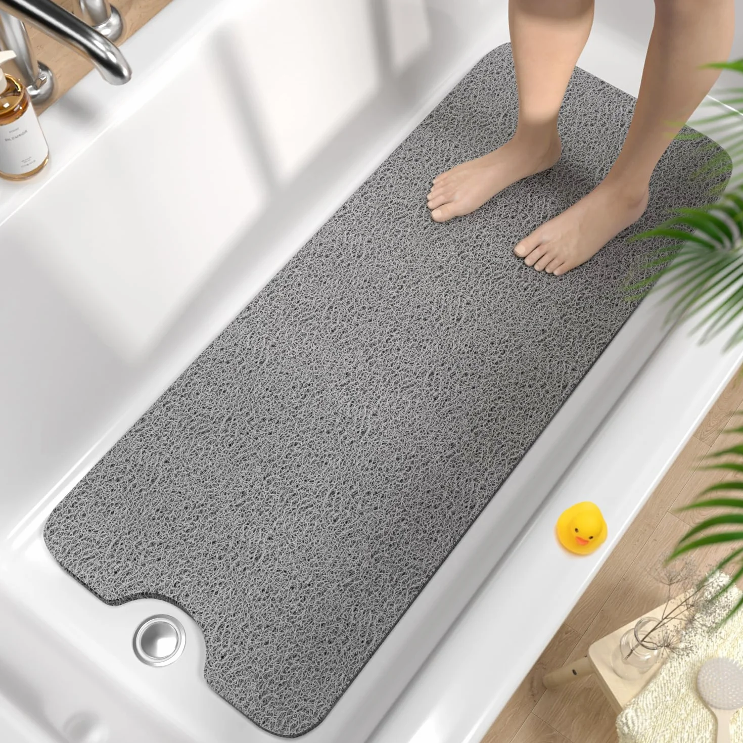 HITSLAM Tapis de Baignoire Antidérapant 100x40cm, Gris
