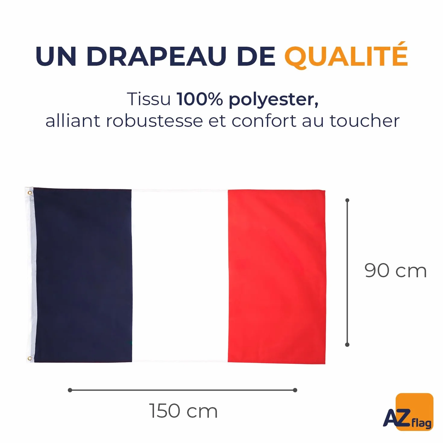 AZ FLAG Drapeau France 150x90 cm Français 100% Polyester avec Oeillets Métalliques