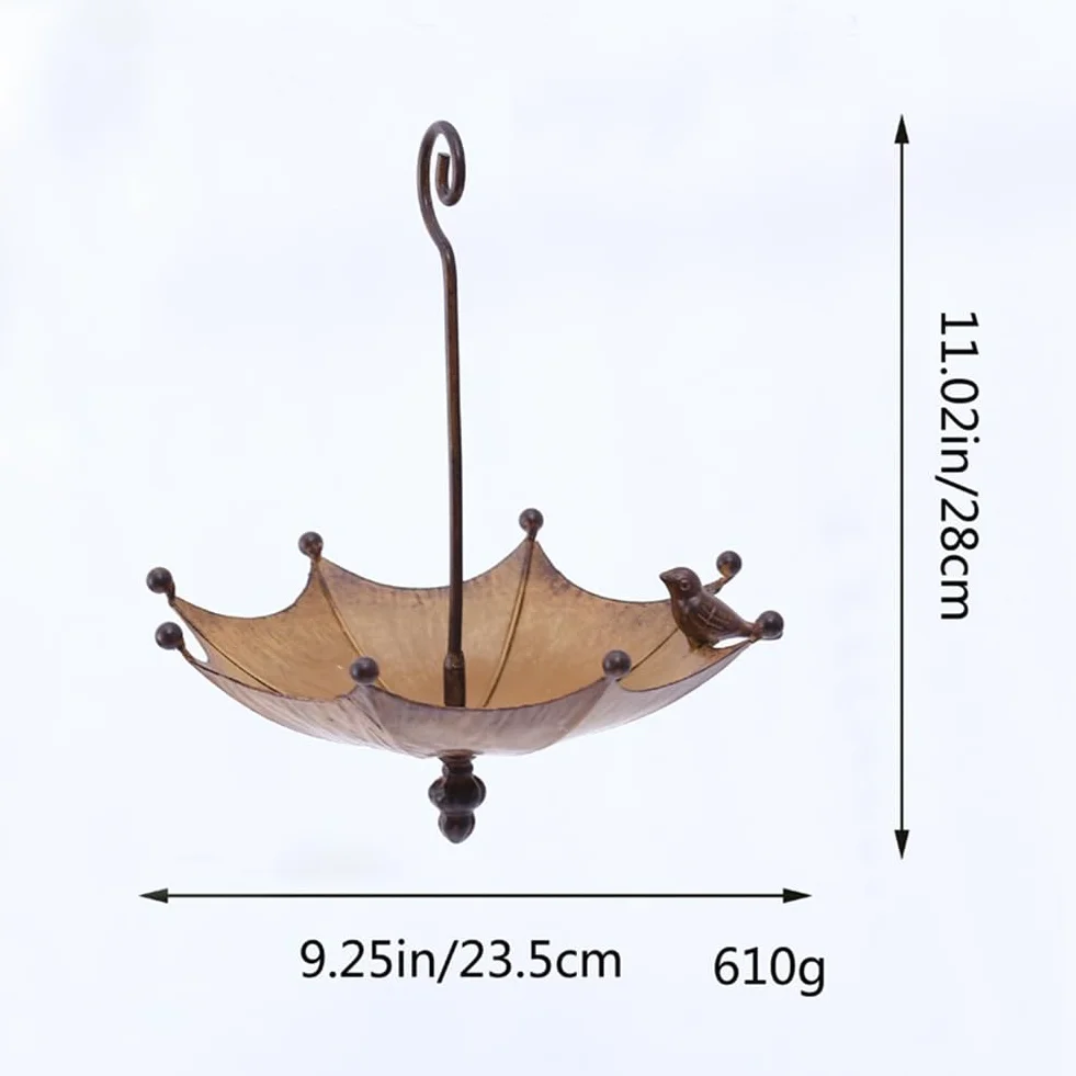 Mangeoire à Oiseaux Suspendue en Métal Auge Plateau Parapluie pour Extérieur