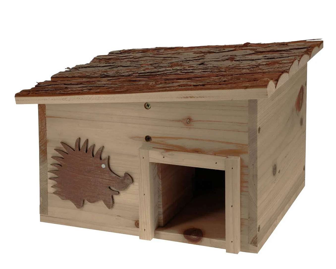 Hôtel pour hérisson en bois avec toit plat – Carré 34 x 28 cm – Maison stable et résistante aux intempéries