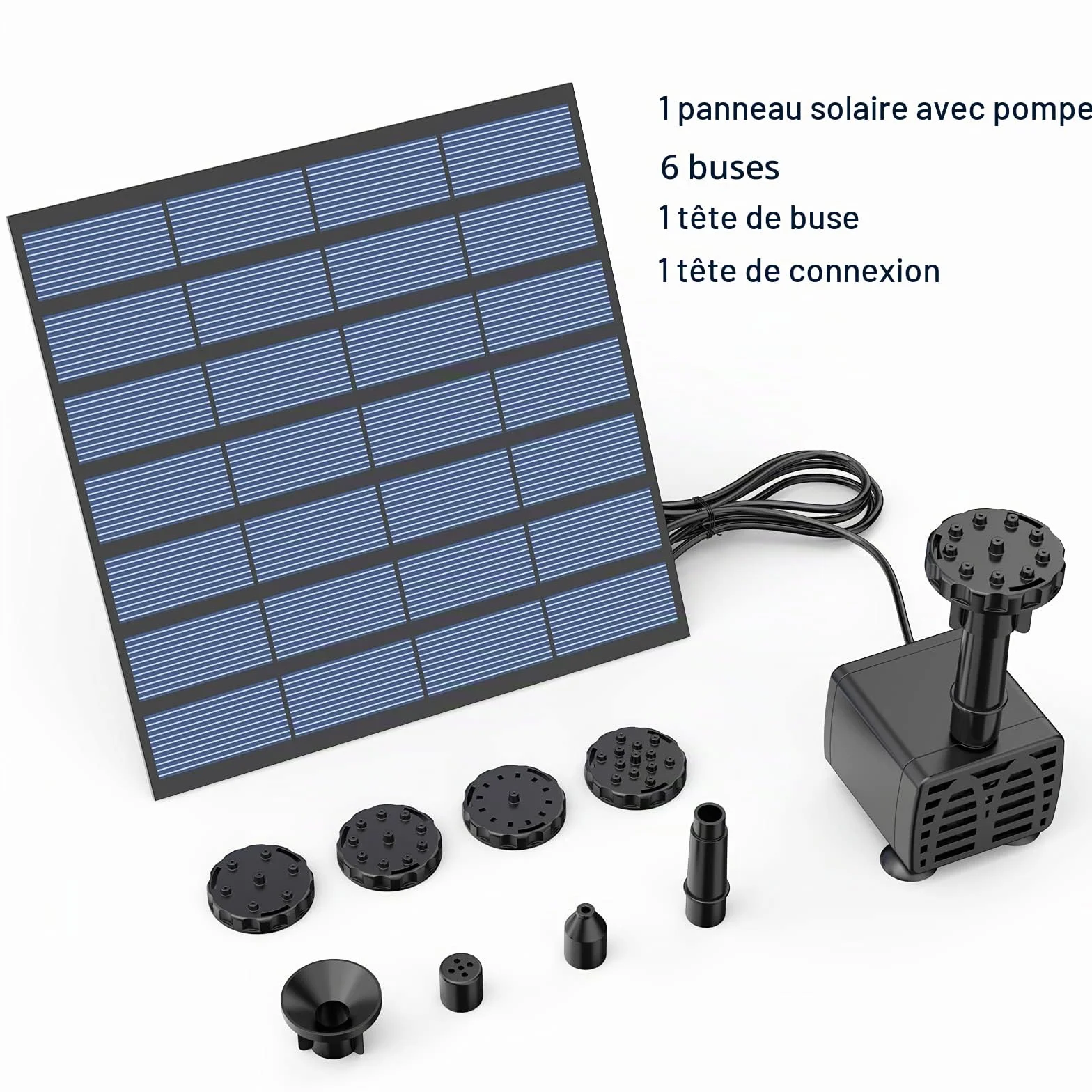 Fontaine Solaire Exterieure de Jardin DIY Pompe avec 6 Buses AISITIN 2024