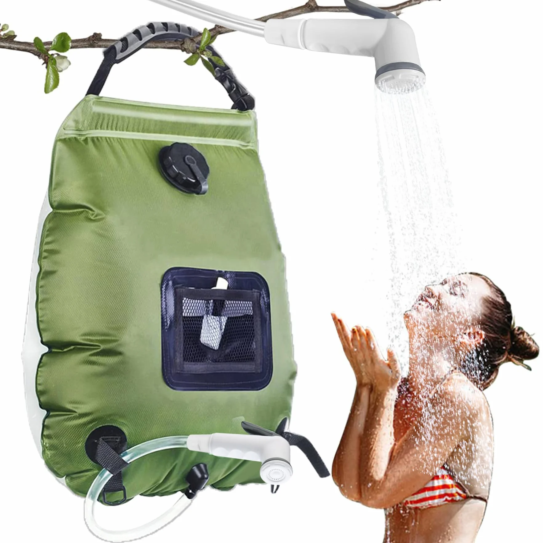 Sac de Douche Solaire Camping,20L Douche de Voyage avec Pomme de Douche,Solaire Sac de Douche,Pliant Extérieur pour Douche,Température 45 °C avec Commutable Tête de Douche,pour Randonnée Escalade