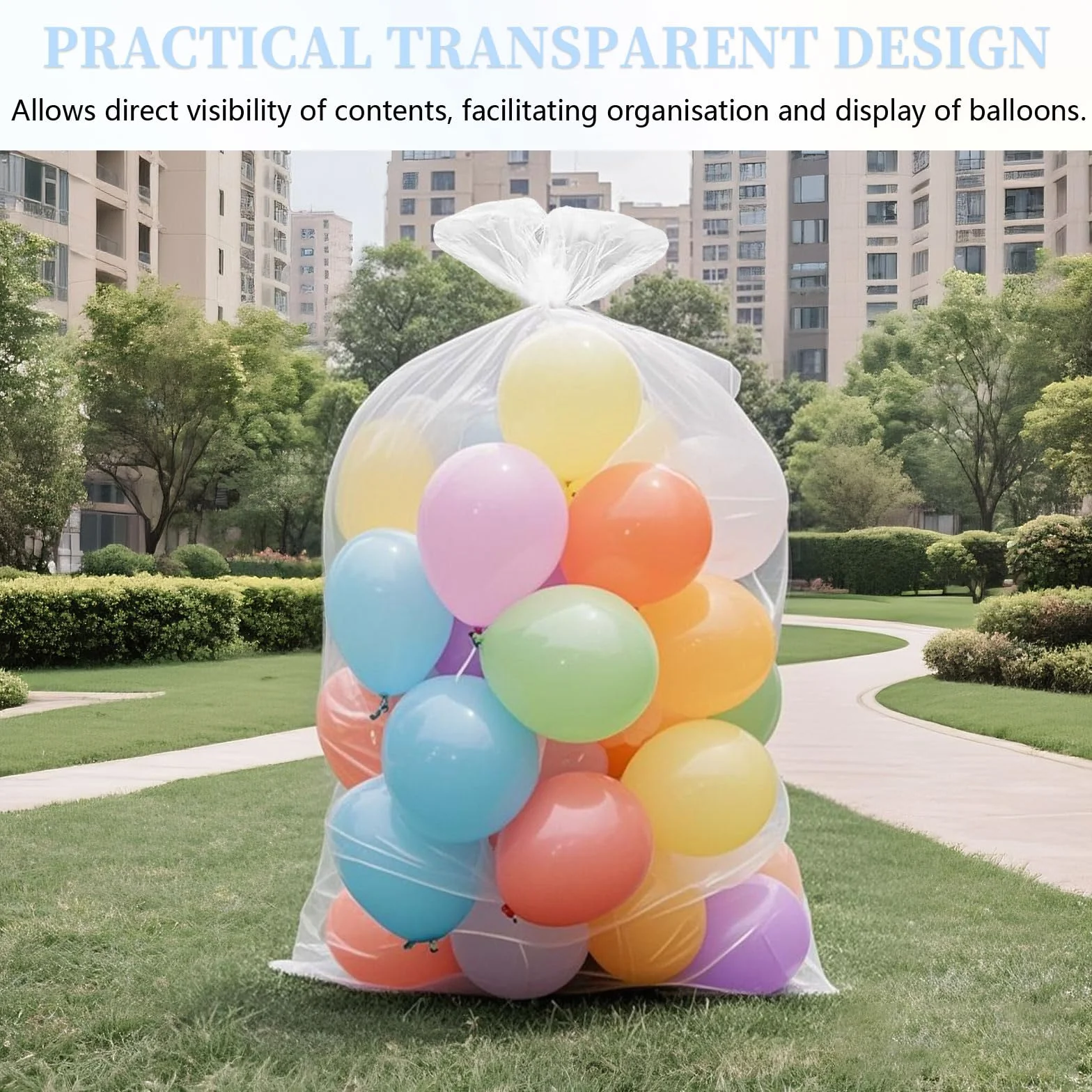 6 Pièces Sacs de Rangement pour Ballon Gonflable, 150 x 250 cm Sacs de Transport Ballon en Plastique Transparent, Sacs de Rangement en Plastique pour Meubles, Couette, Fête, et de Mariage